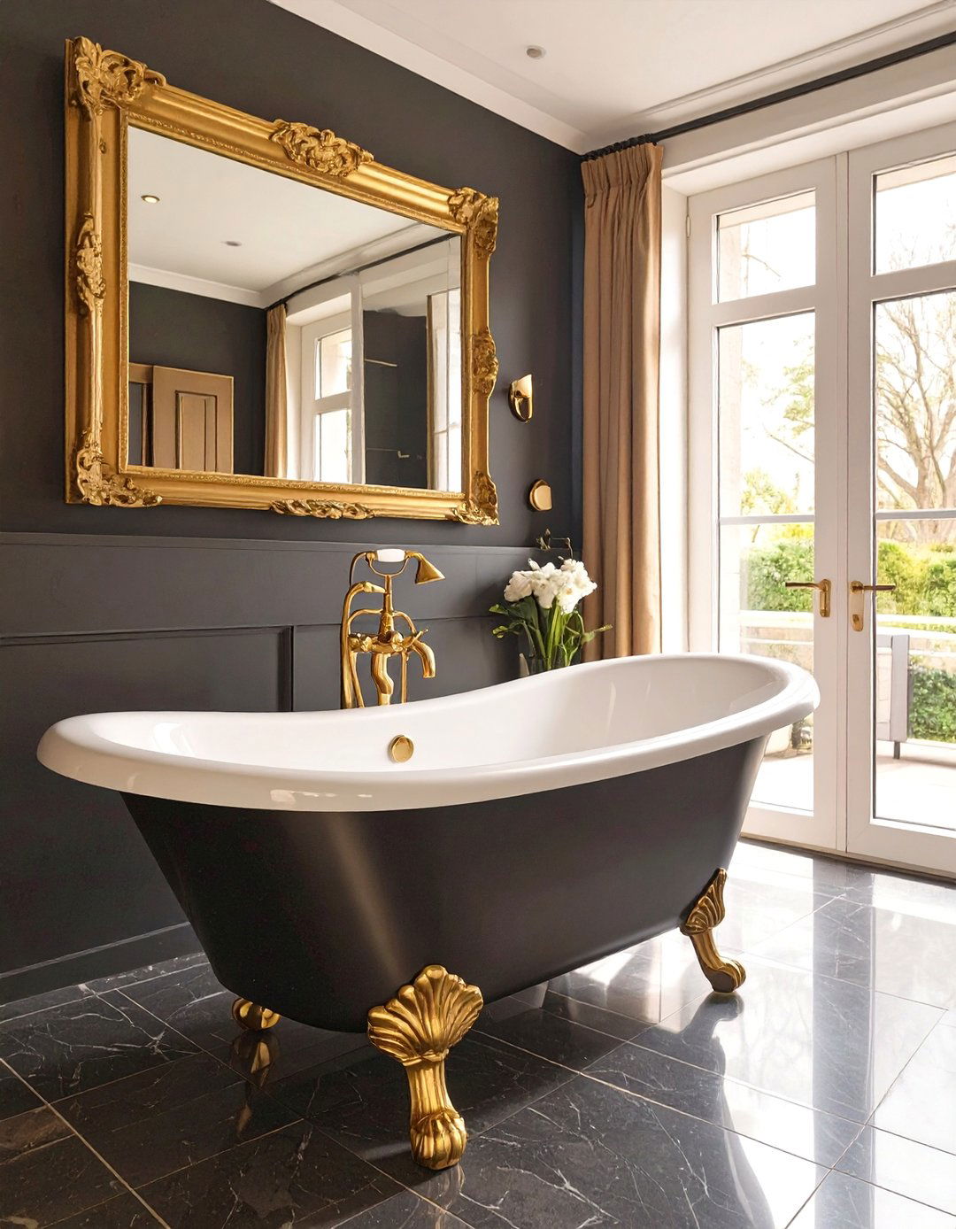The Dark and Gold Bathroom - 30 dark bathroom ideas