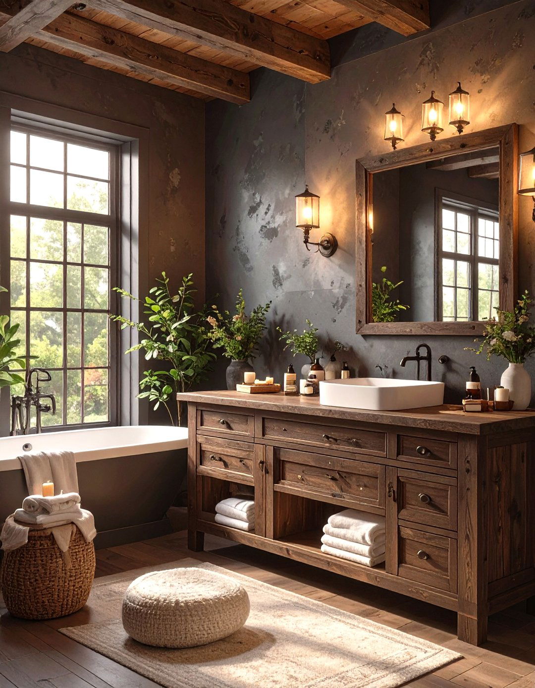 The Dark and Moody Bathroom - 30 modern rustic bathroom ideas