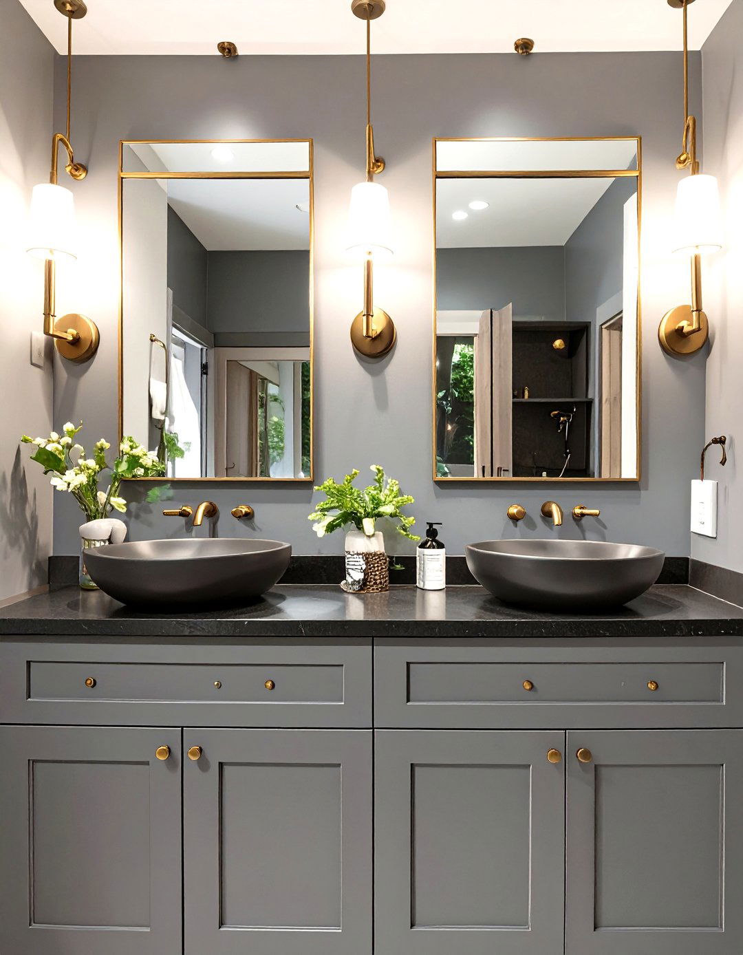 The Dark and Moody Double Vanity Bathroom - 30 double sink bathroom ideas