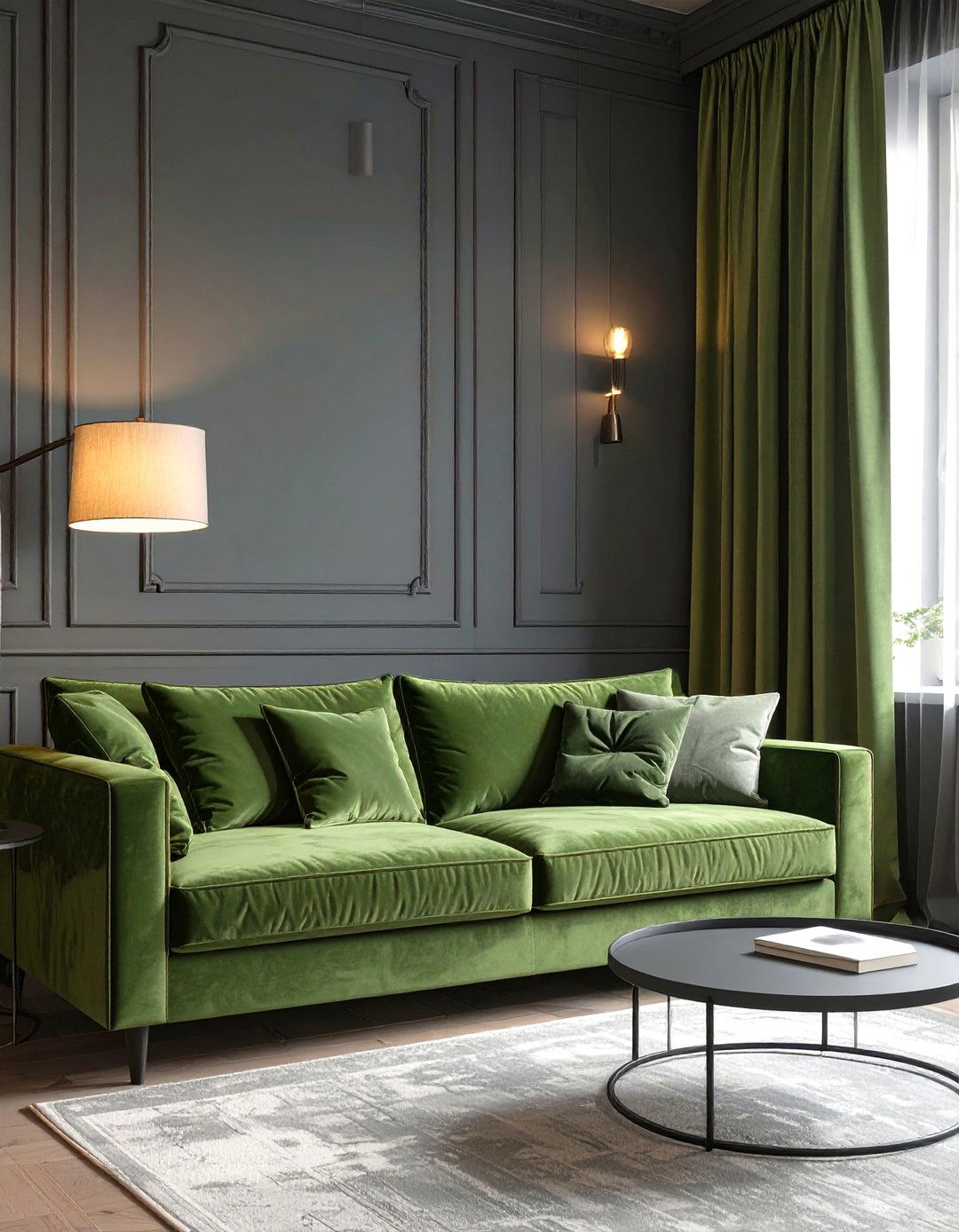 The Dark and Moody Living Room - 30 olive green sofa living room ideas
