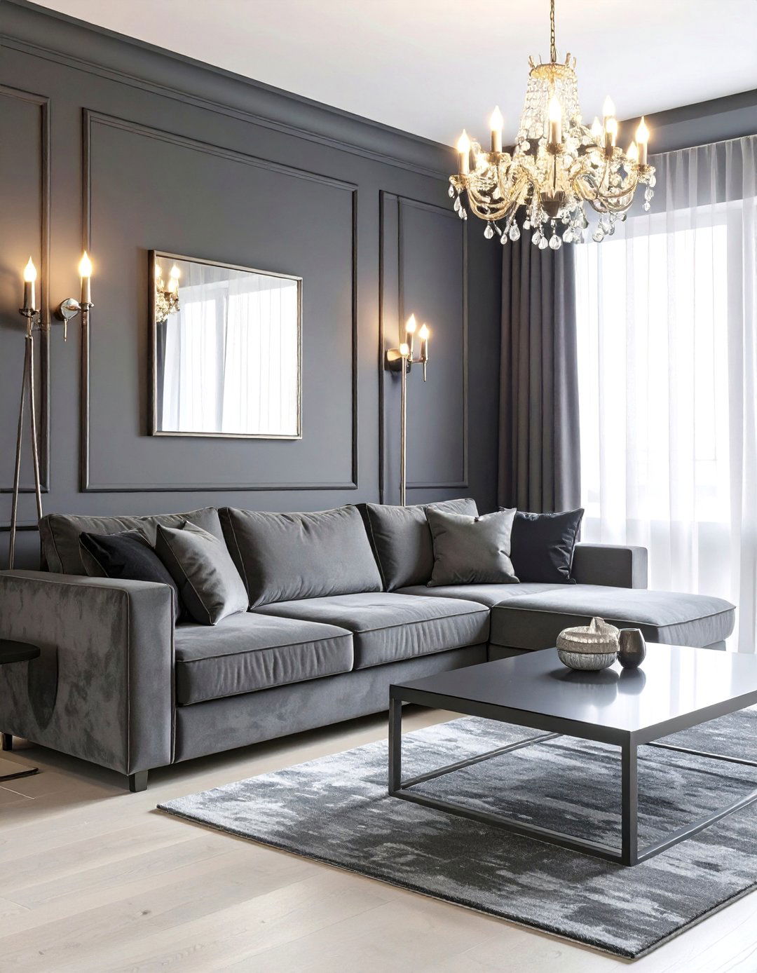 The Dark and Moody Living Room - 30 dark gray couch living room ideas