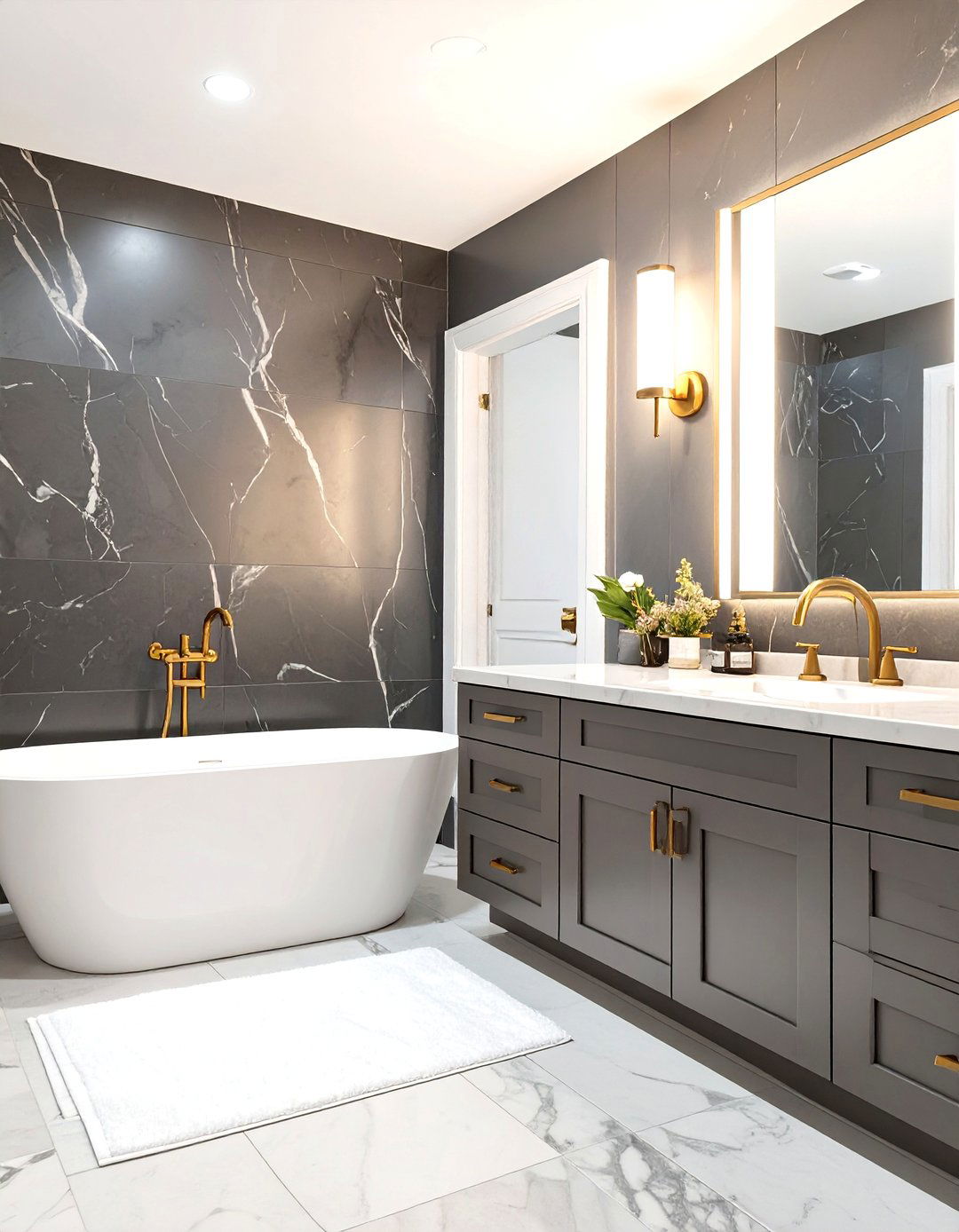 The Dark and Moody Master Bathroom - 30 luxury modern luxury master bathroom ideas