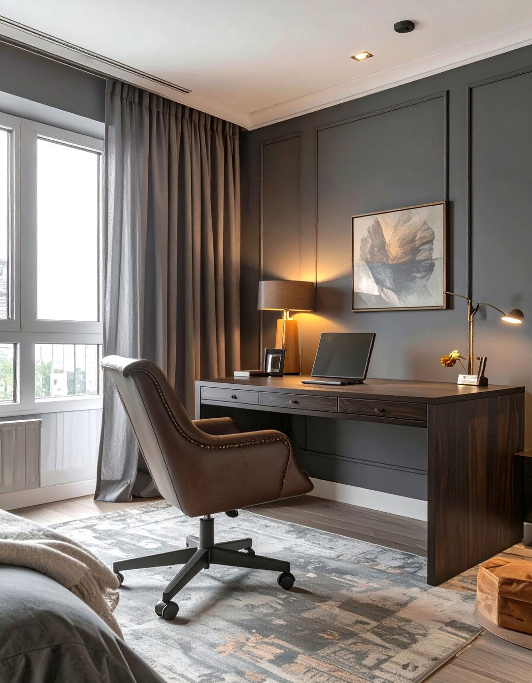 The Dark and Moody Office Bedroom - 30 office bedroom ideas