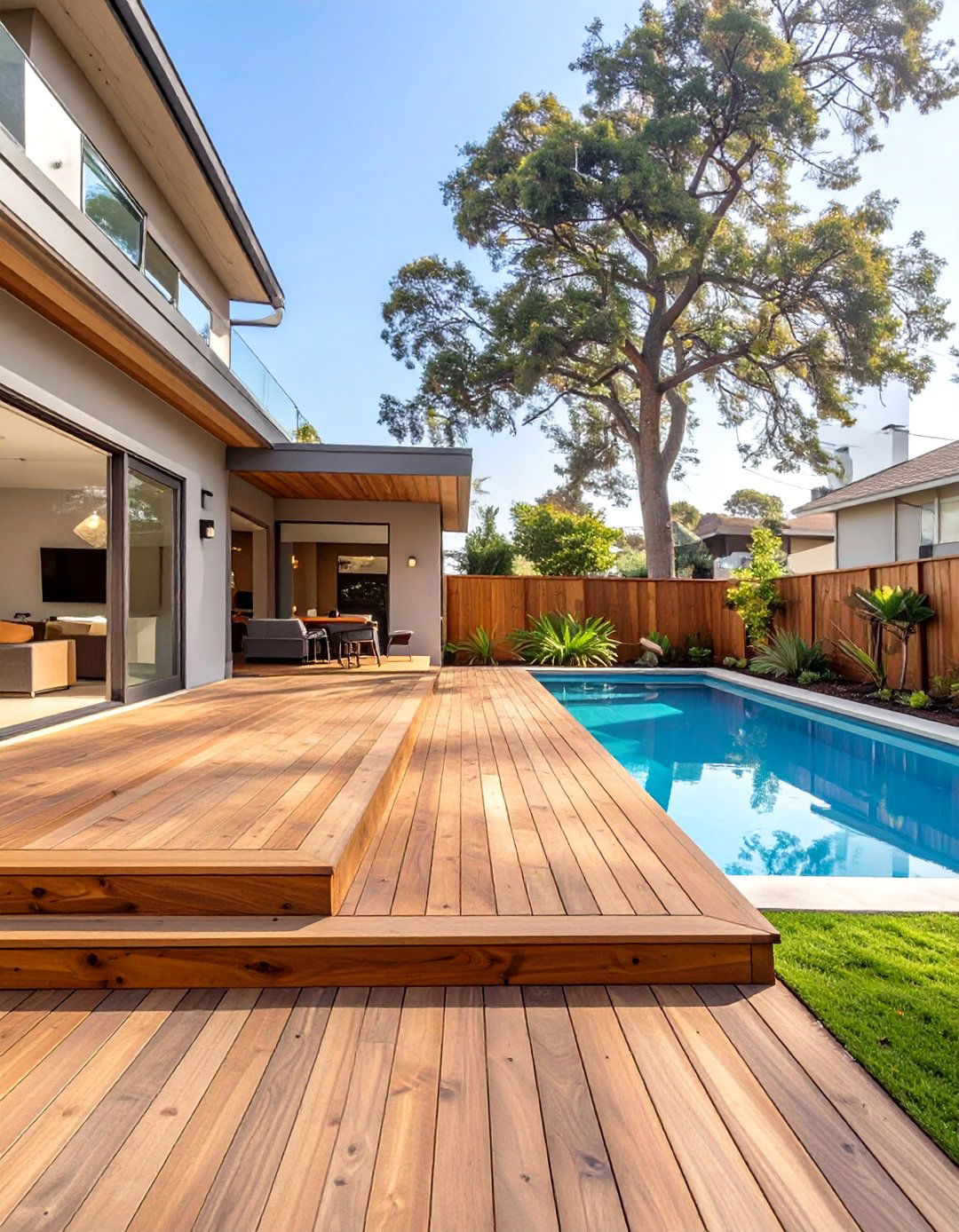 The Deck Extension from an Existing Patio - 30 above ground pool deck ideas on a budget