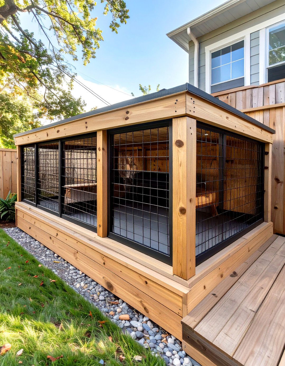 The Deck Integrated Dog Kennel - 30 homemade outdoor dog kennel ideas