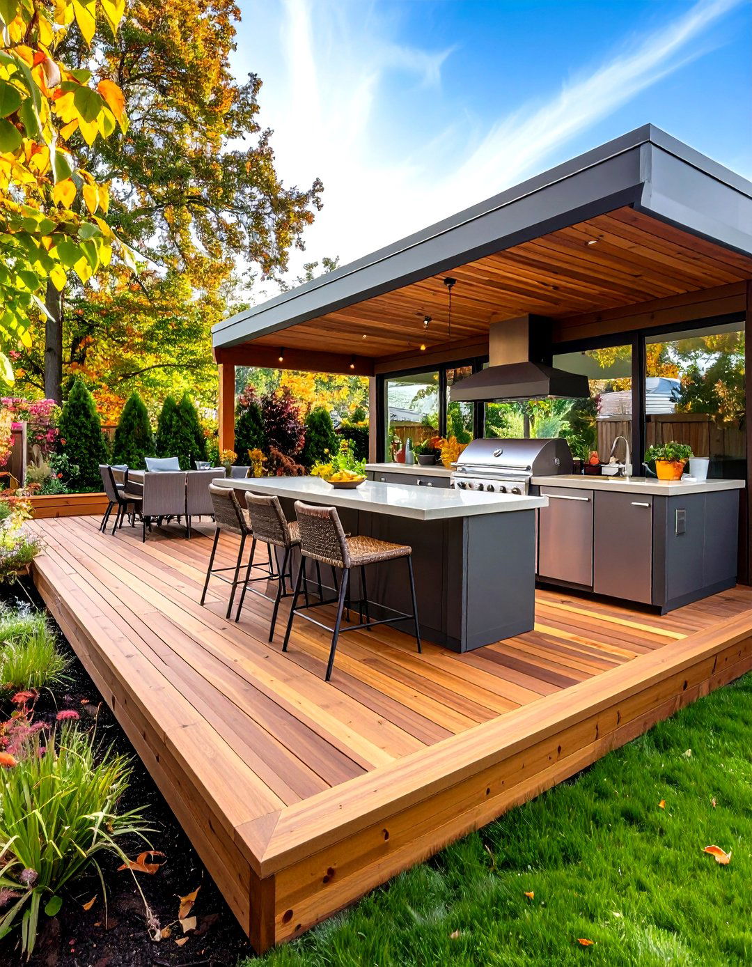 The Deck Integrated Outdoor Kitchen - 30 diy outdoor kitchen ideas