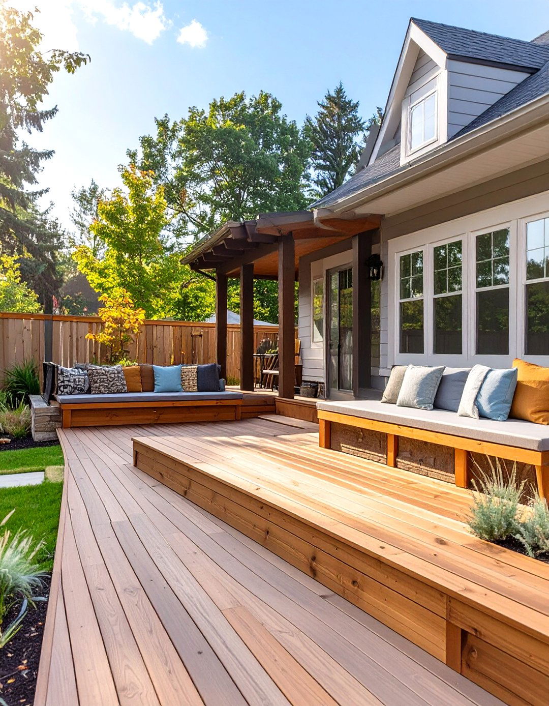 The Deck with Built In Bench Seating - 30 composite deck ideas
