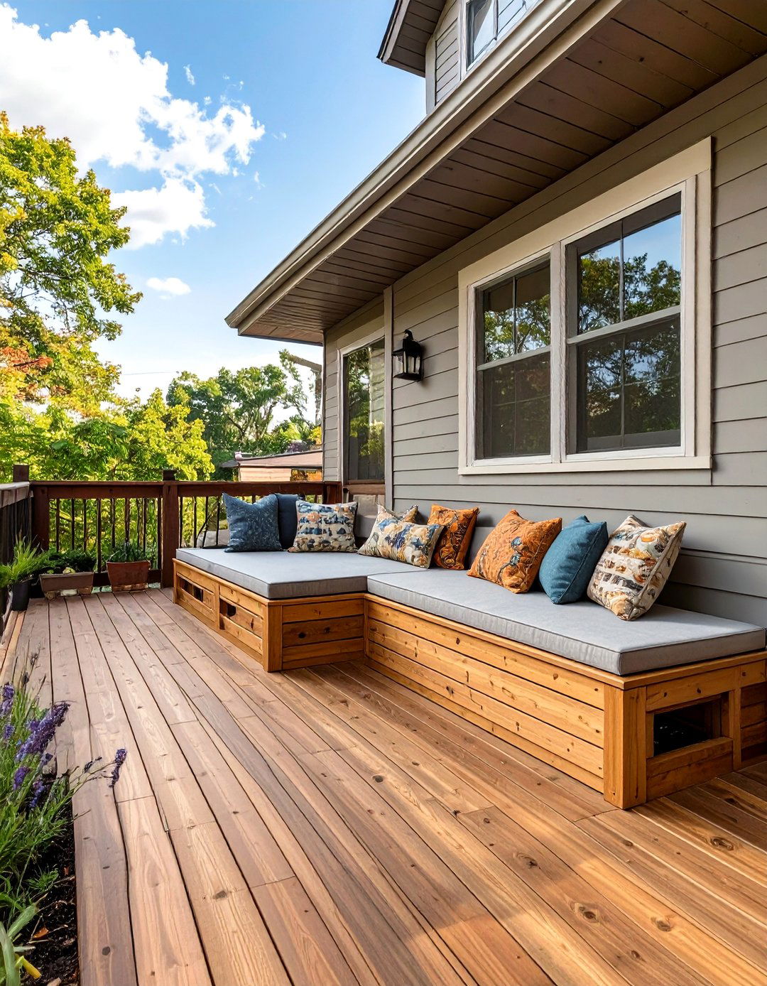 The Deck with Custom Built Seating - 30 deck design software ideas