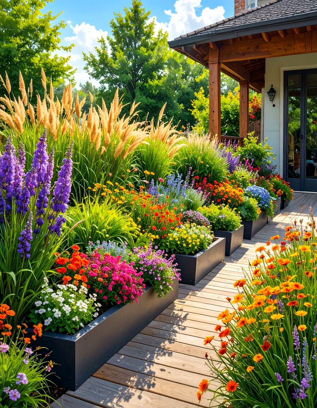 The Deck with Integrated Planters - 30 back yard deck ideas