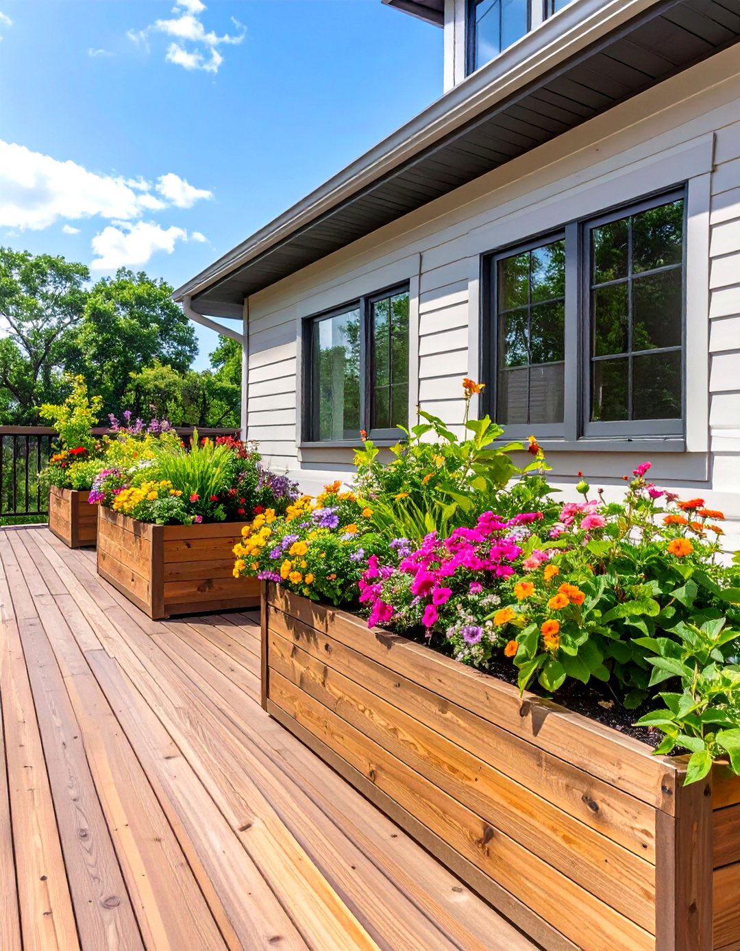 The Deck with Integrated Planters and Greenery - 30 deck design software ideas