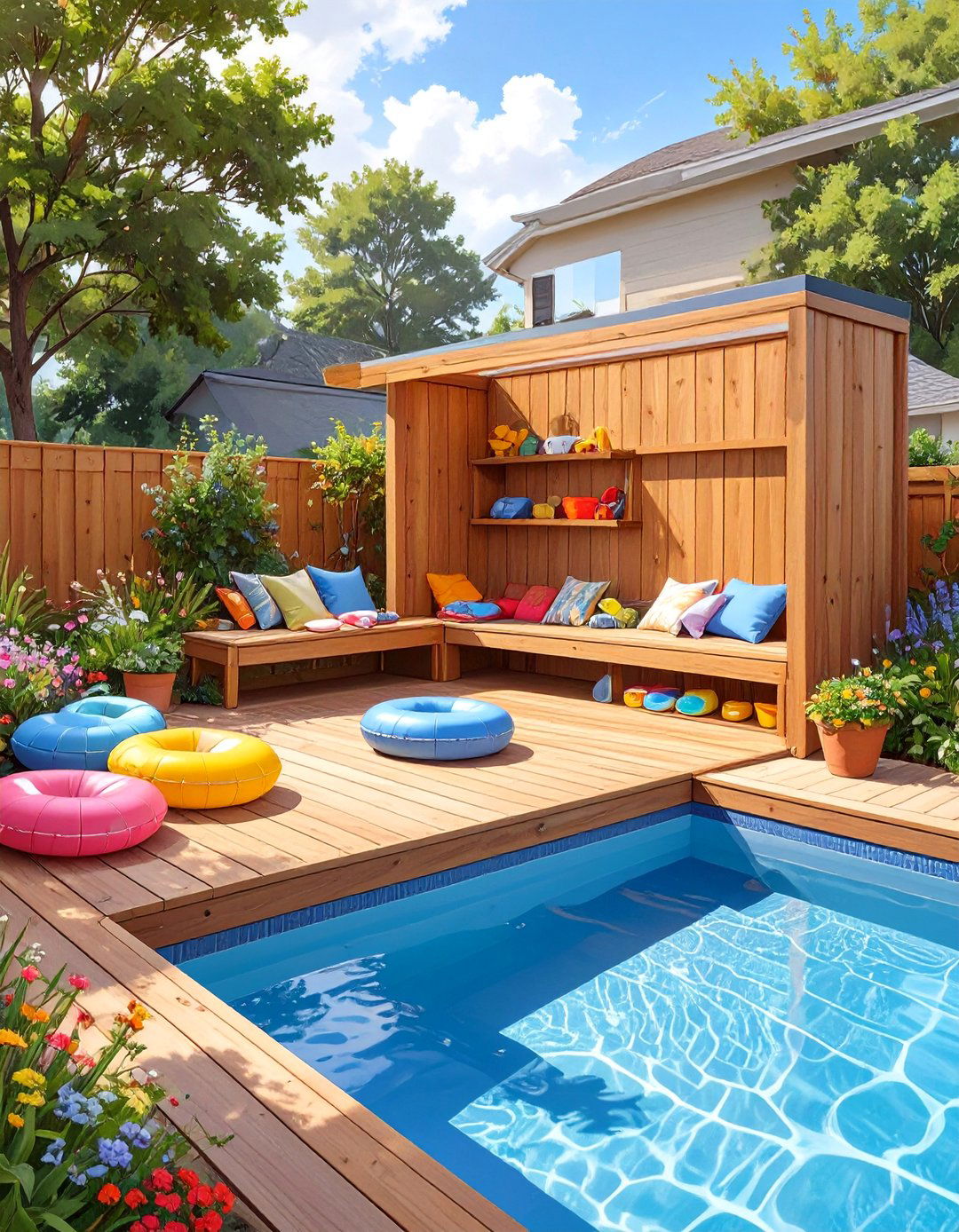 The Deck with Integrated Storage - 30 deck ideas for above ground pools