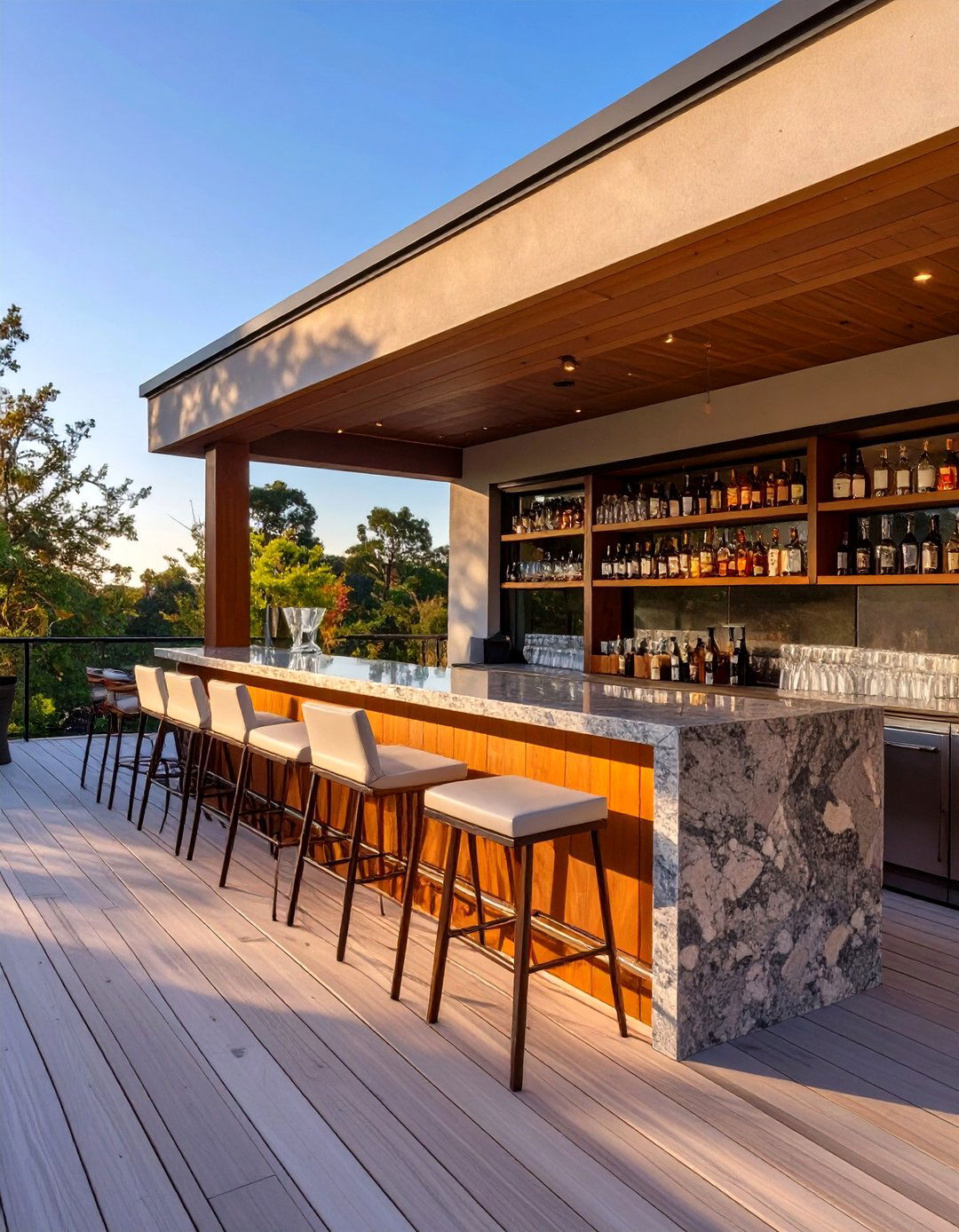 The Deck with a Built In Bar - 30 elevated deck ideas