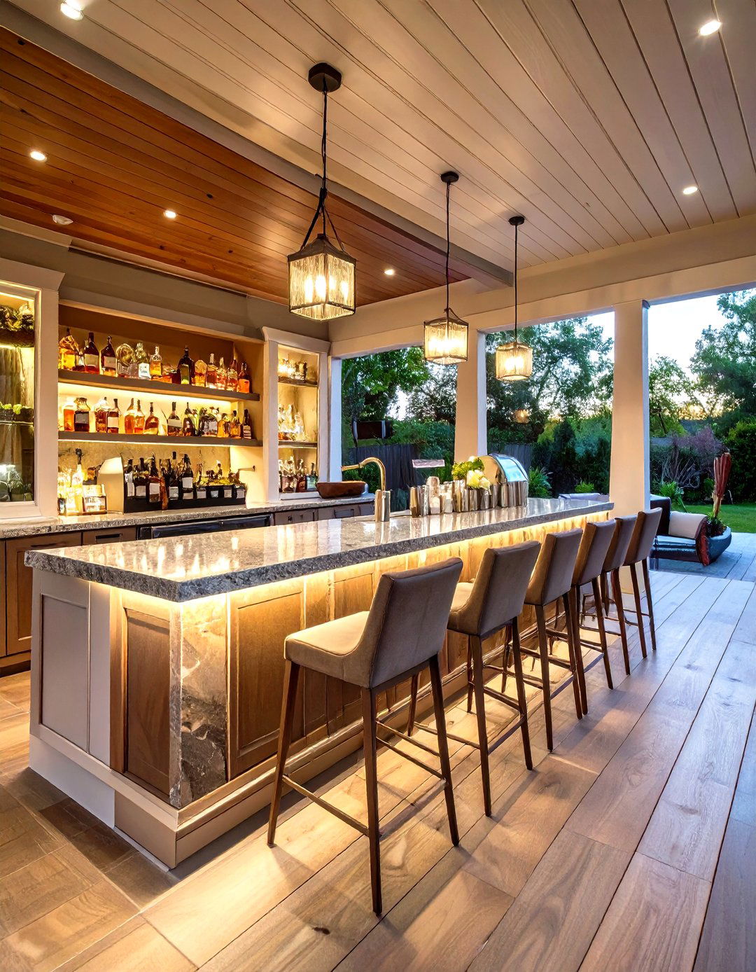The Deck with a Built in Bar - 30 covered deck ideas