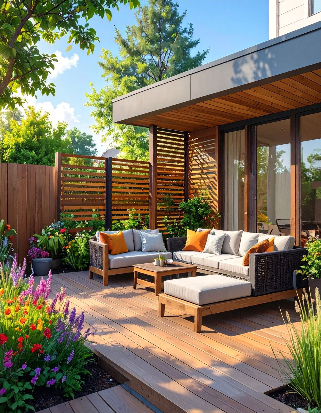 The Deck with a Custom Privacy Screen - 30 back yard deck ideas