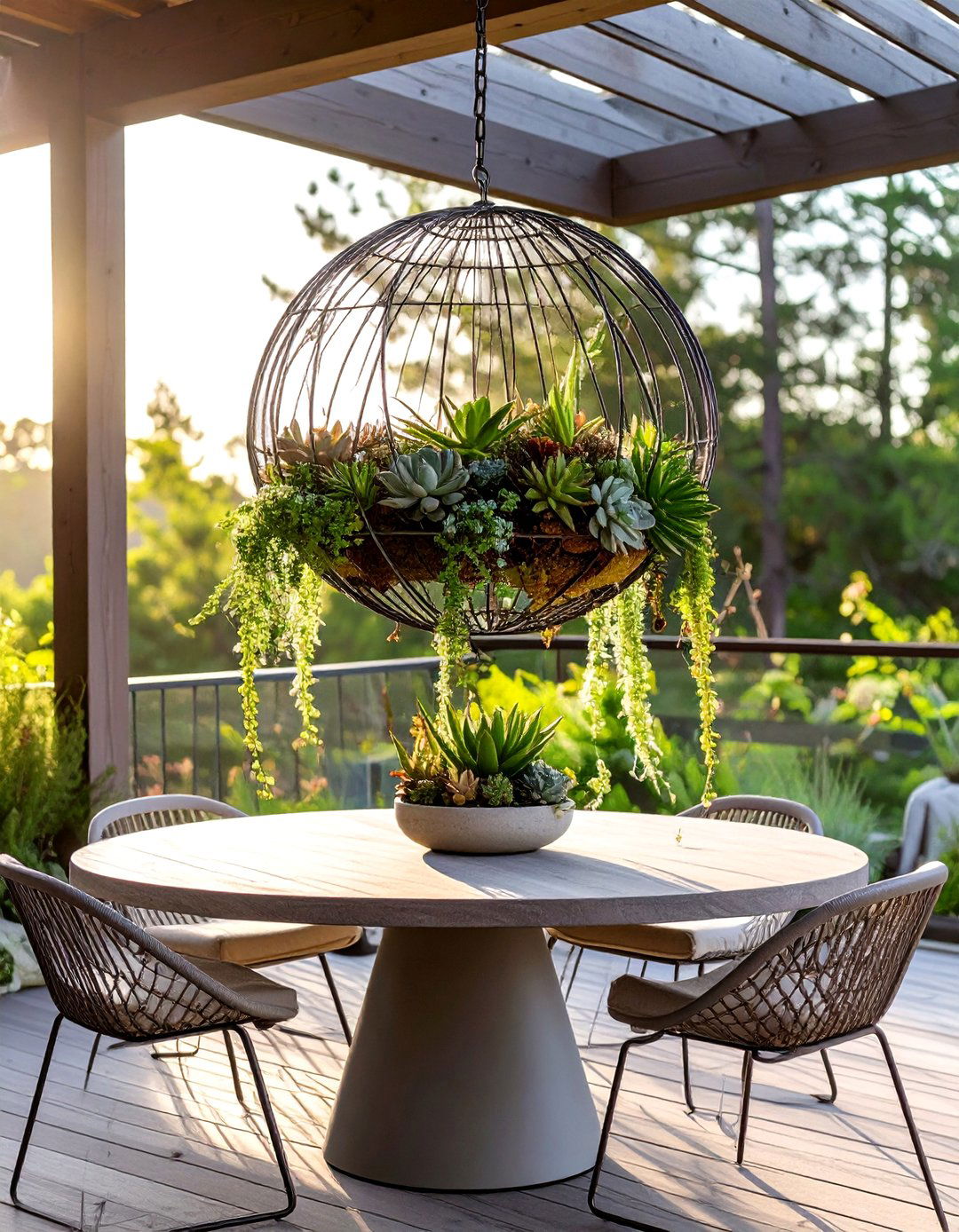 The Deck with a Living Chandelier - 30 deck decorating ideas with plants