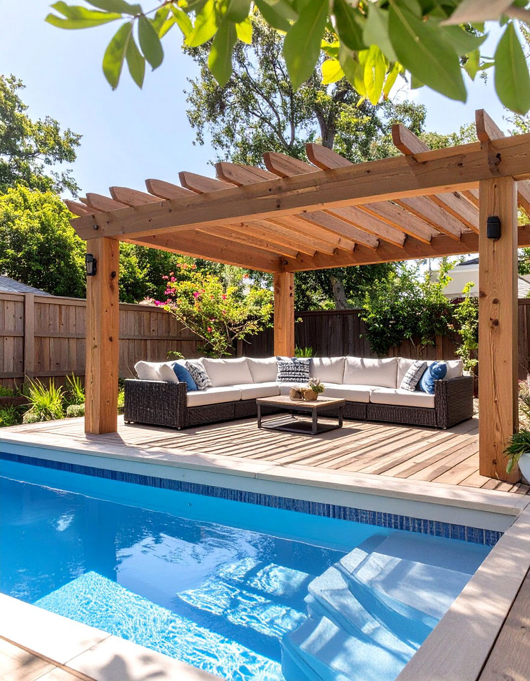 The Deck with a Pergola - 30 above ground pools with deck ideas