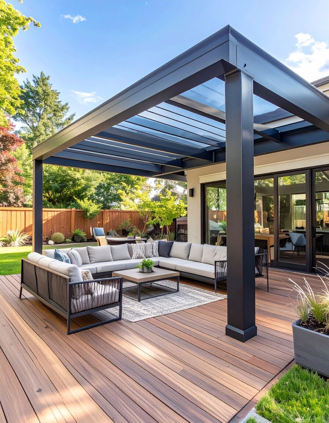 The Deck with a Statement Pergola - 30 modern deck ideas