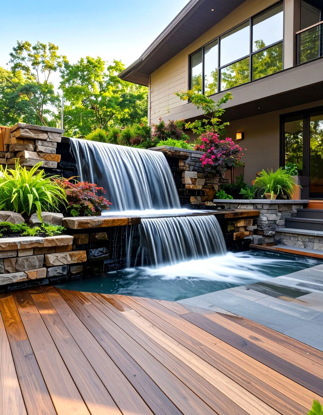 The Deck with a Water Feature - 30 composite deck ideas