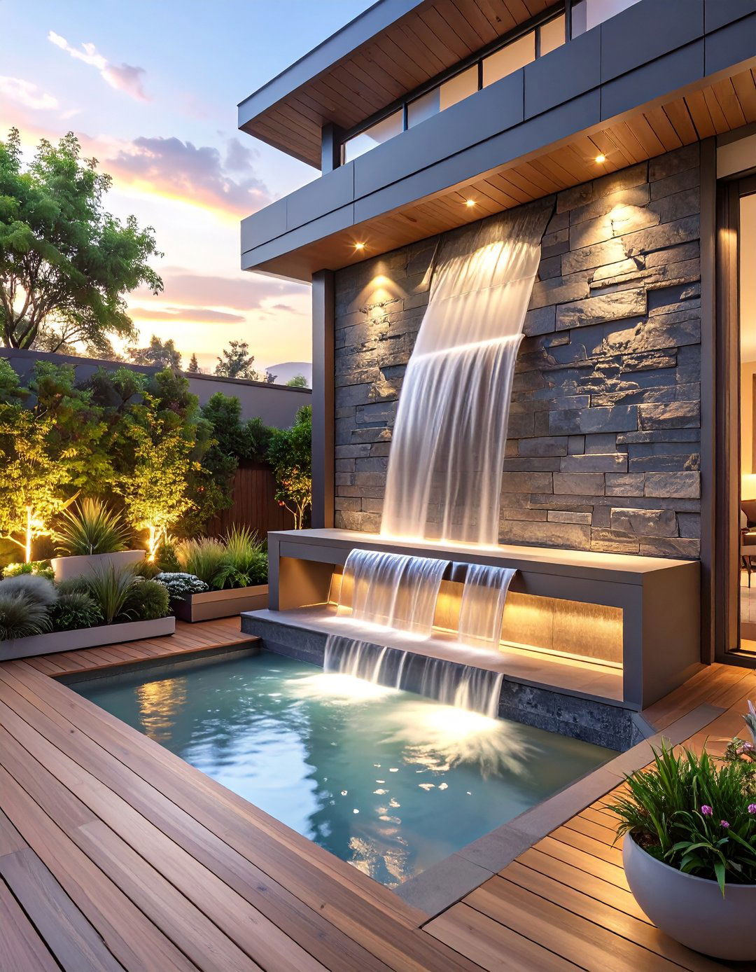The Deck with a Water Feature - 30 modern deck ideas