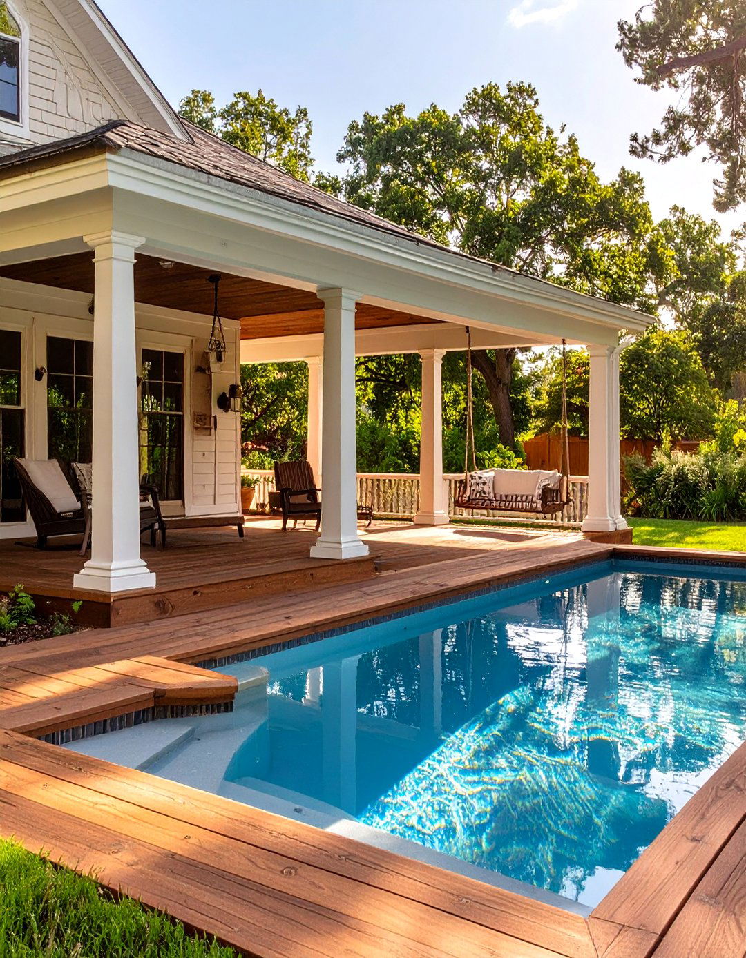 The Deck with a Water Feature - 30 above ground pools with deck ideas