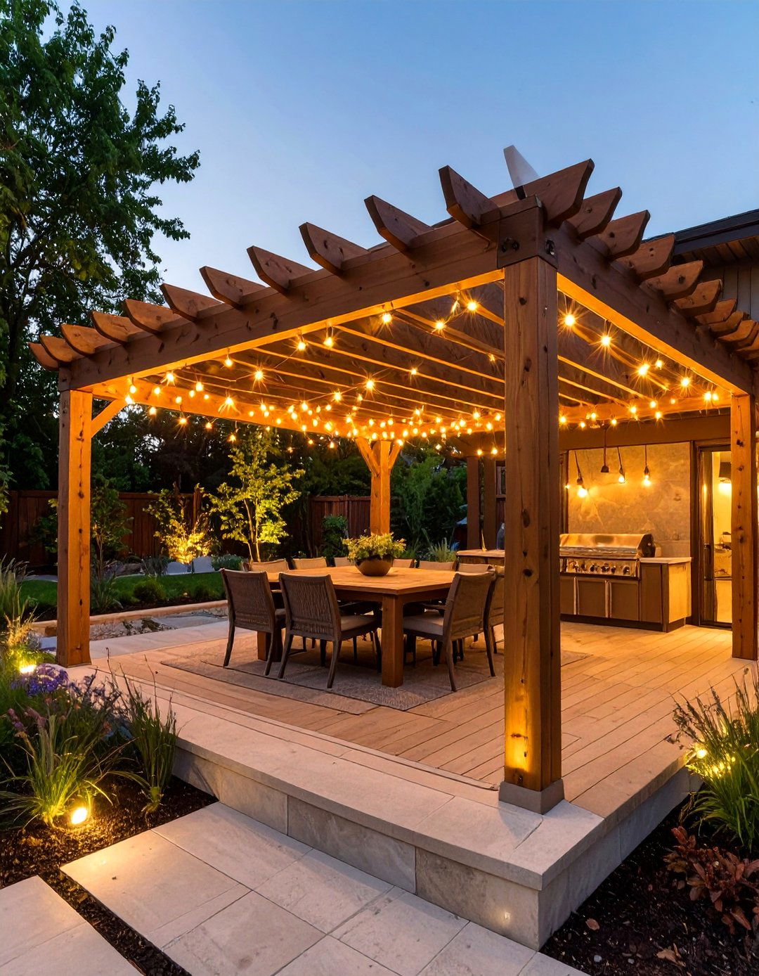 The Deck with an Integrated Pergola - 30 deck landscaping ideas