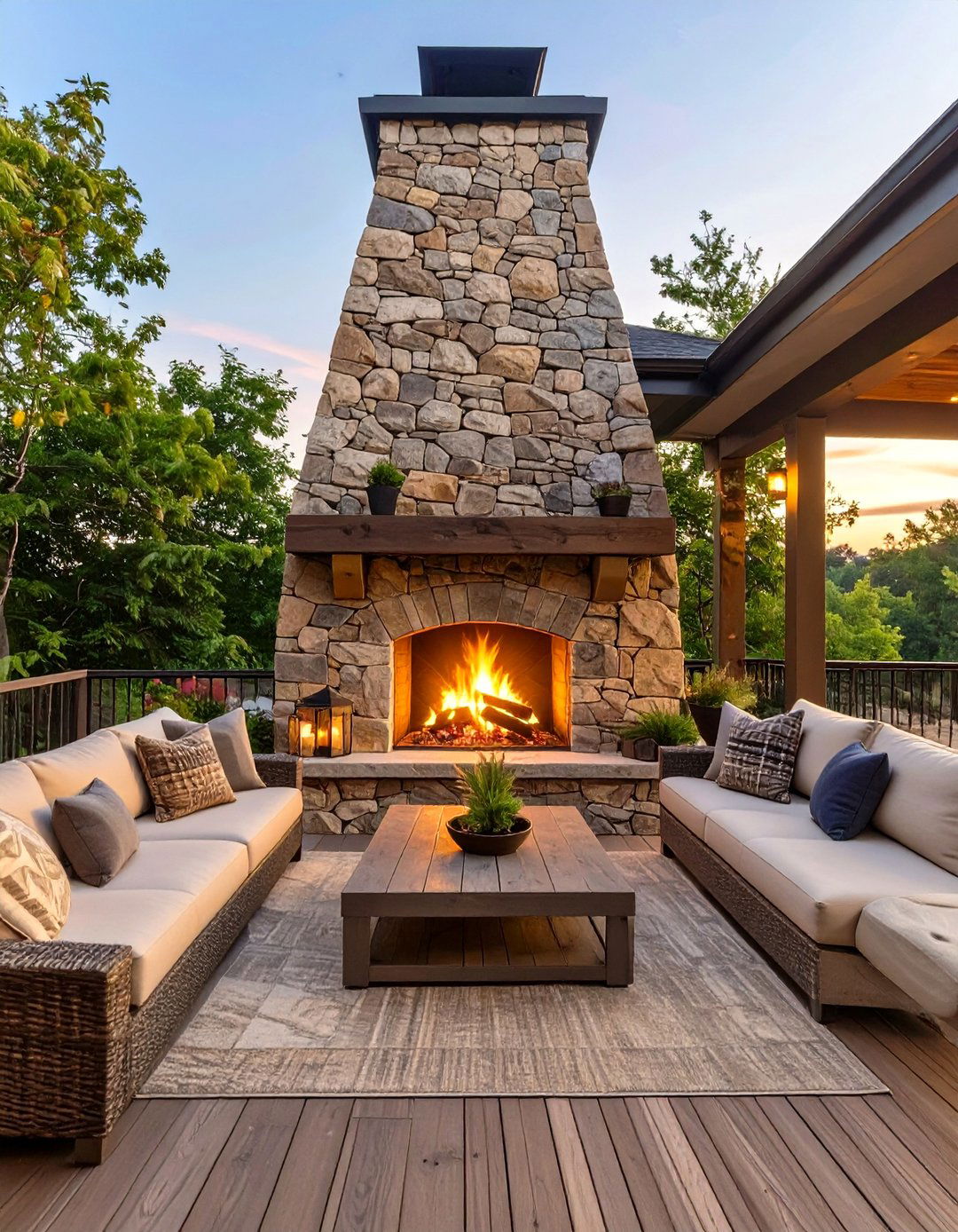 The Deck with an Outdoor Fireplace - 30 back yard deck ideas