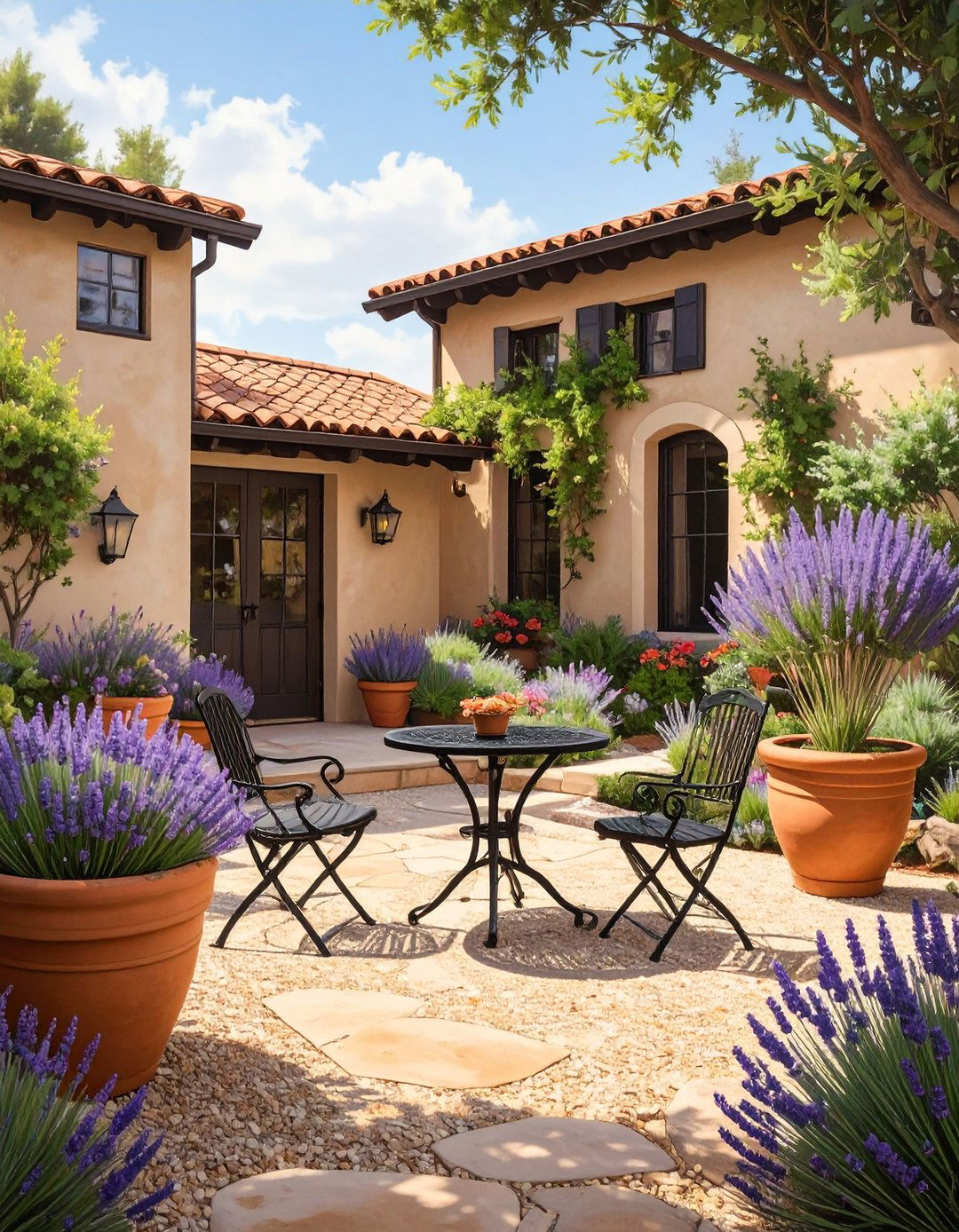 The Decomposed Granite Courtyard - 30 budget cheap simple front yard landscaping ideas