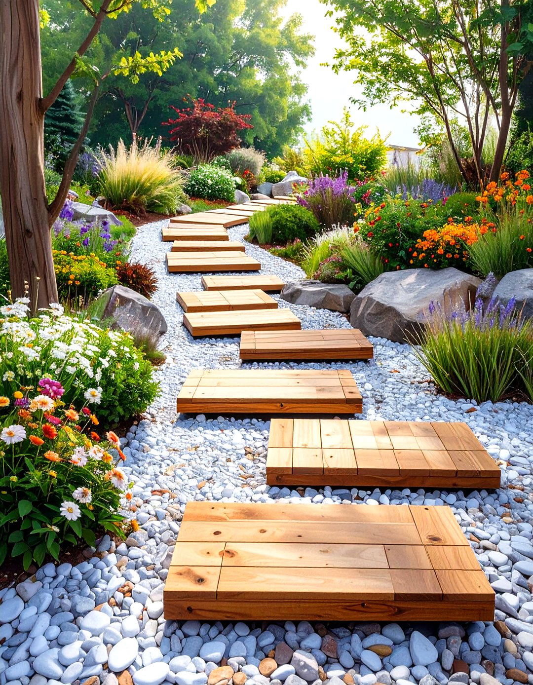 The Deconstructed Floating Deck Path - 30 low budget floating deck ideas