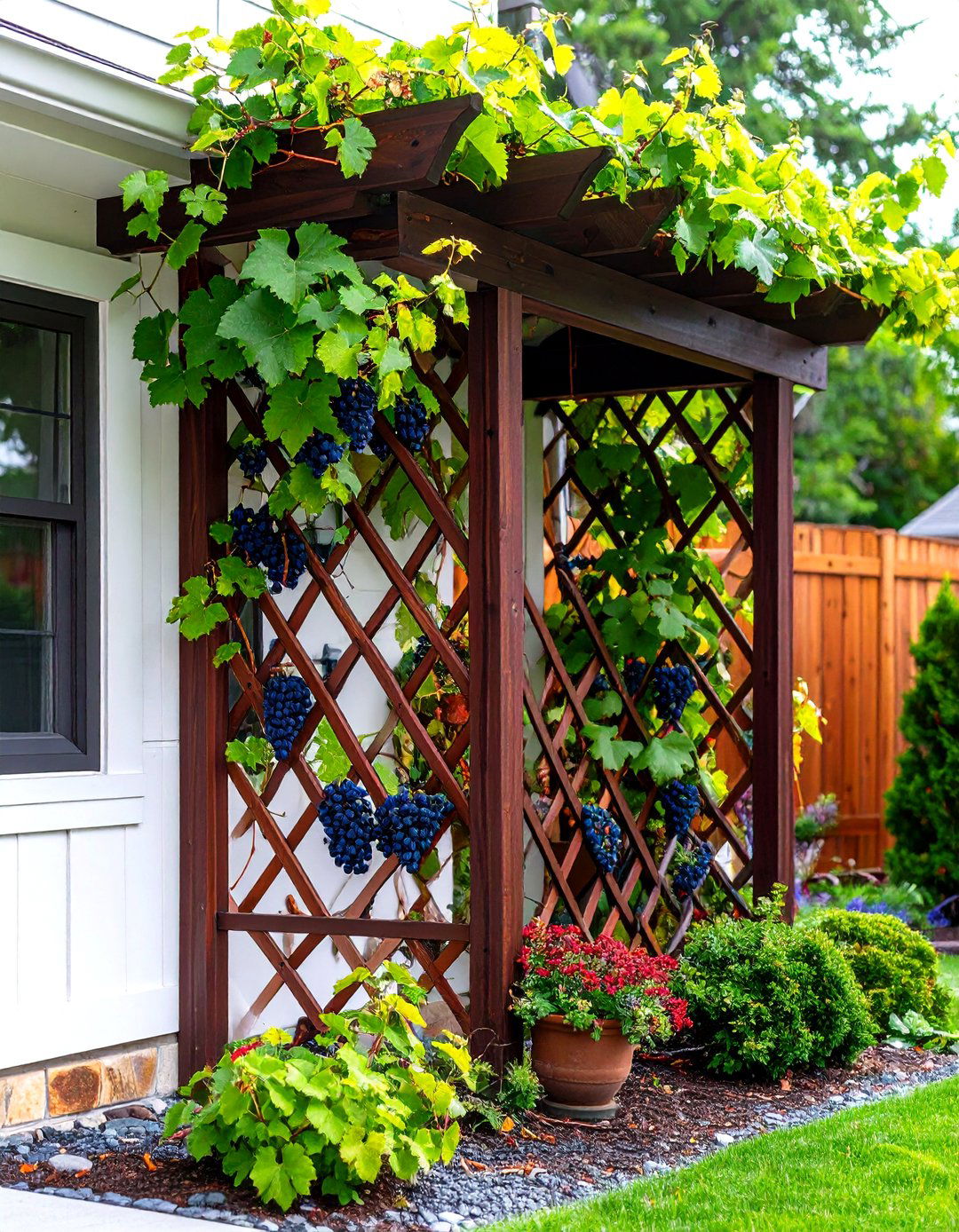 The Decorative Fan Trellis for Corners - 30 easy backyard grape vine trellis designs