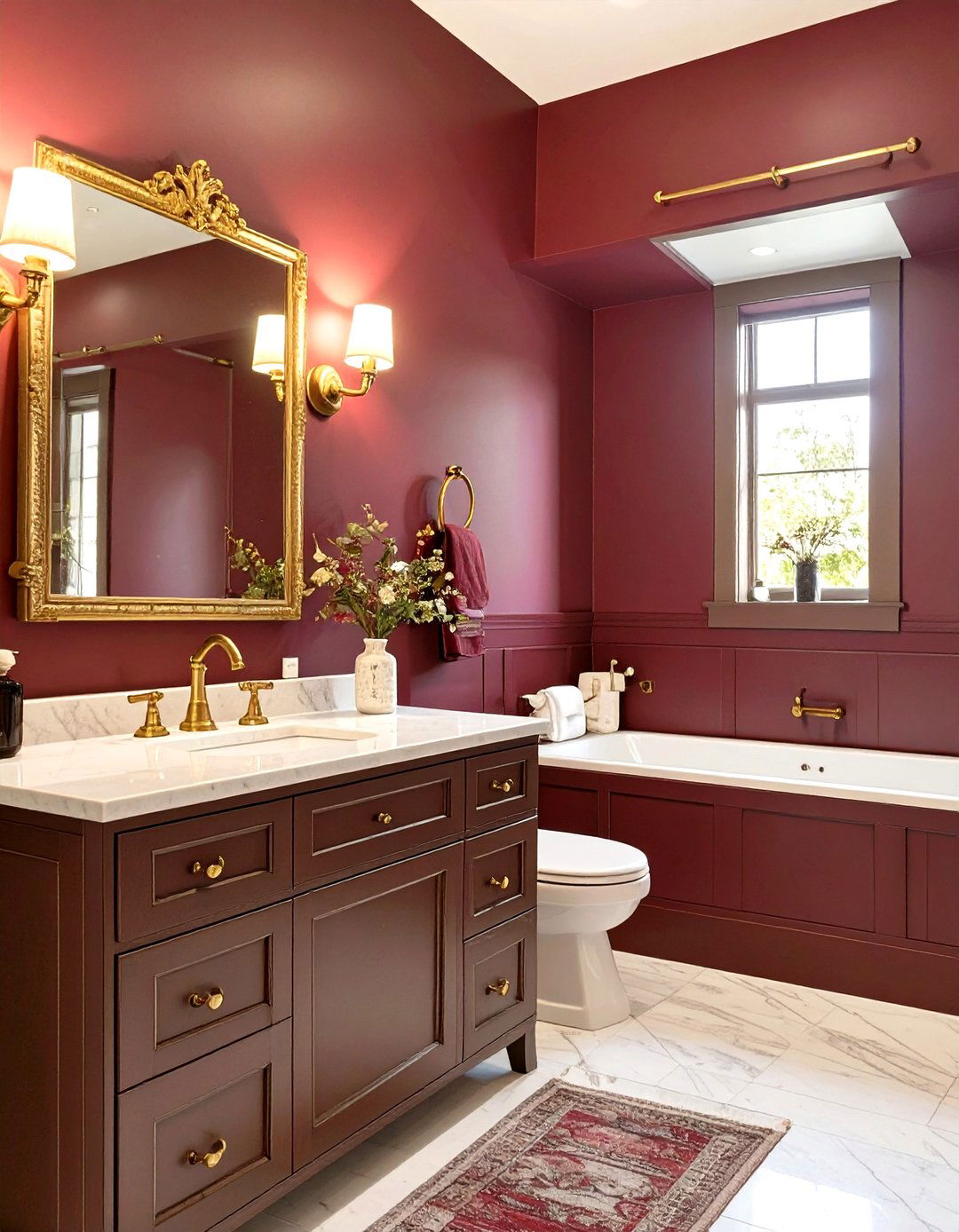 The Deep Burgundy Bathroom - 30 moody bathroom ideas