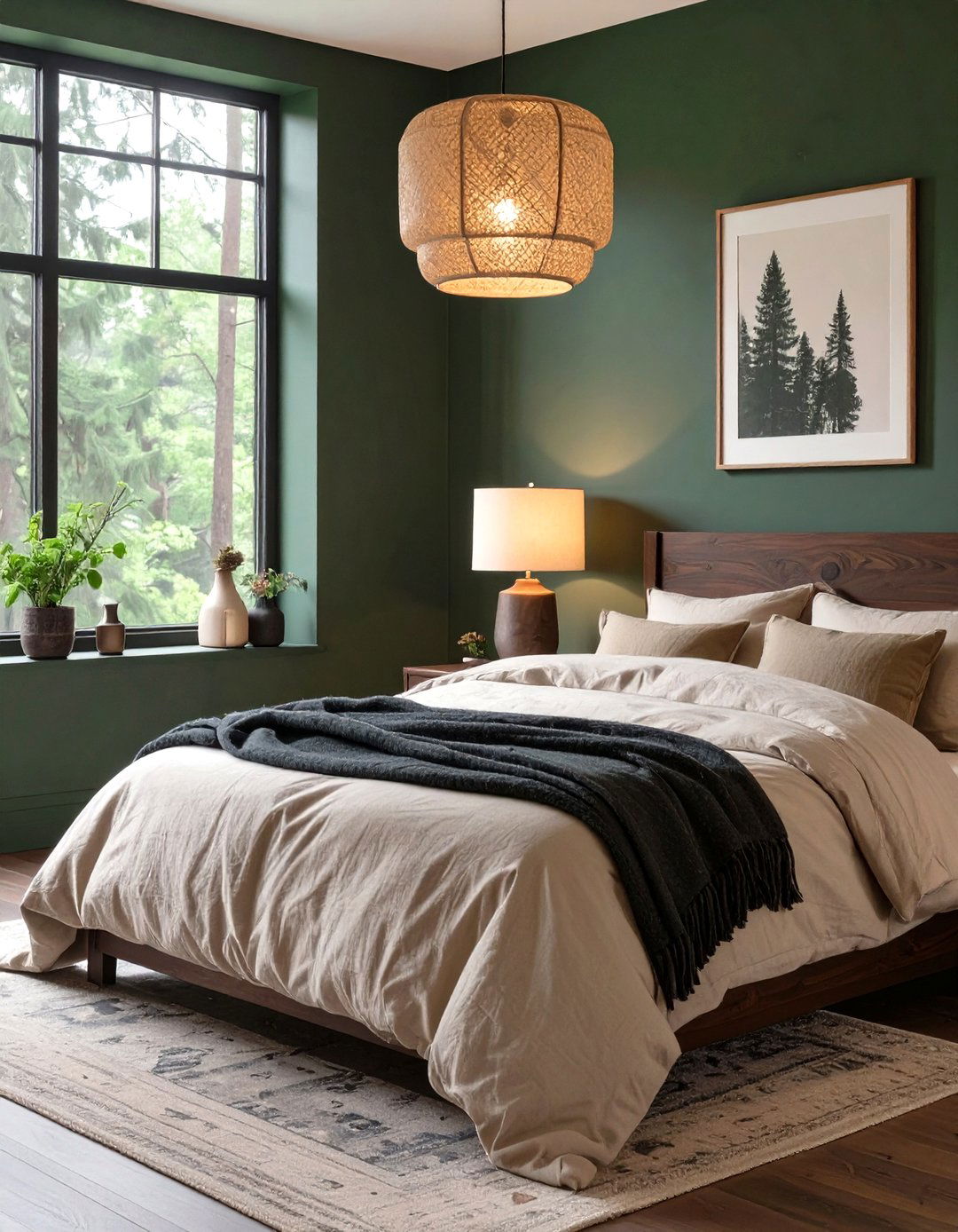 The Deep Forest Green Bedroom - 30 cozy moody bedroom ideas