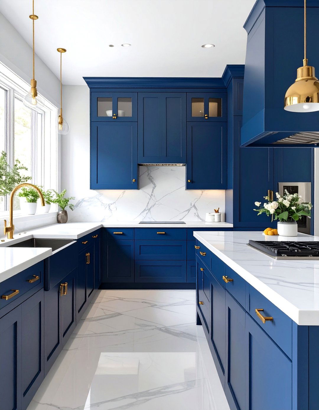 The Deep Ocean Blue Kitchen - 30 beach house kitchen ideas