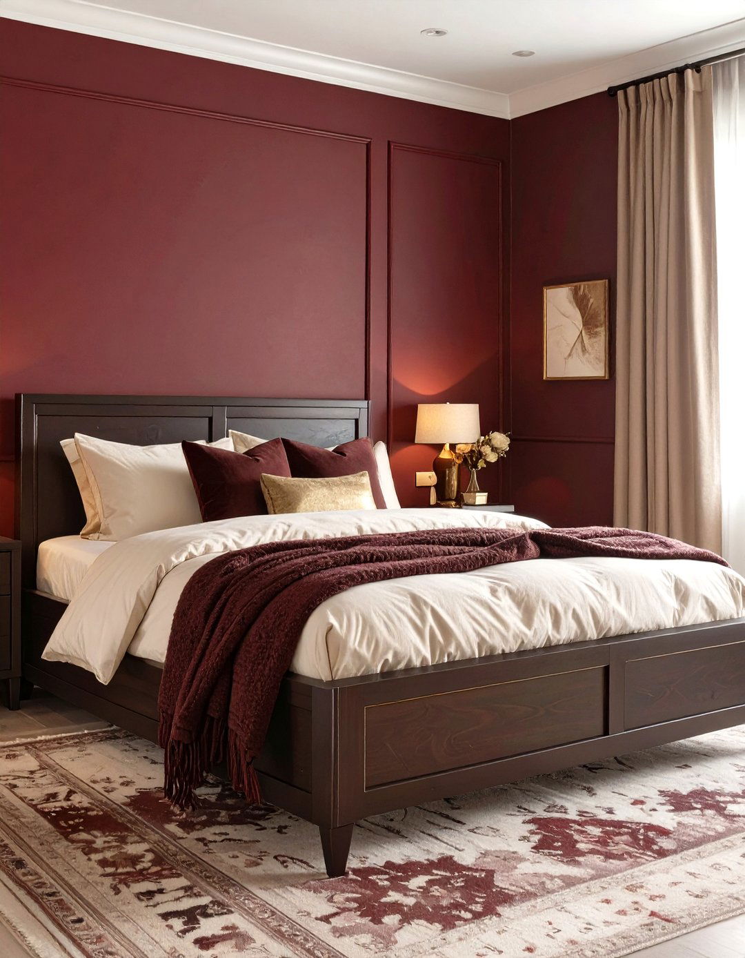 The Deep Red and Brown Bedroom - 30 cozy moody bedroom ideas