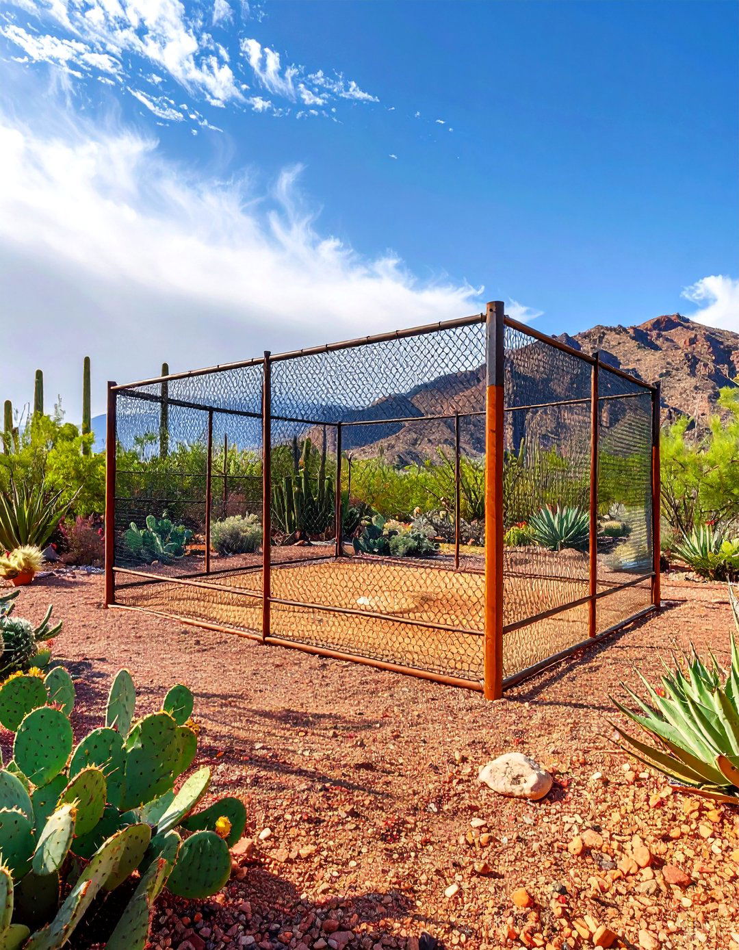 The Desert Landscape Batting Cage - 30 backyard batting cage ideas