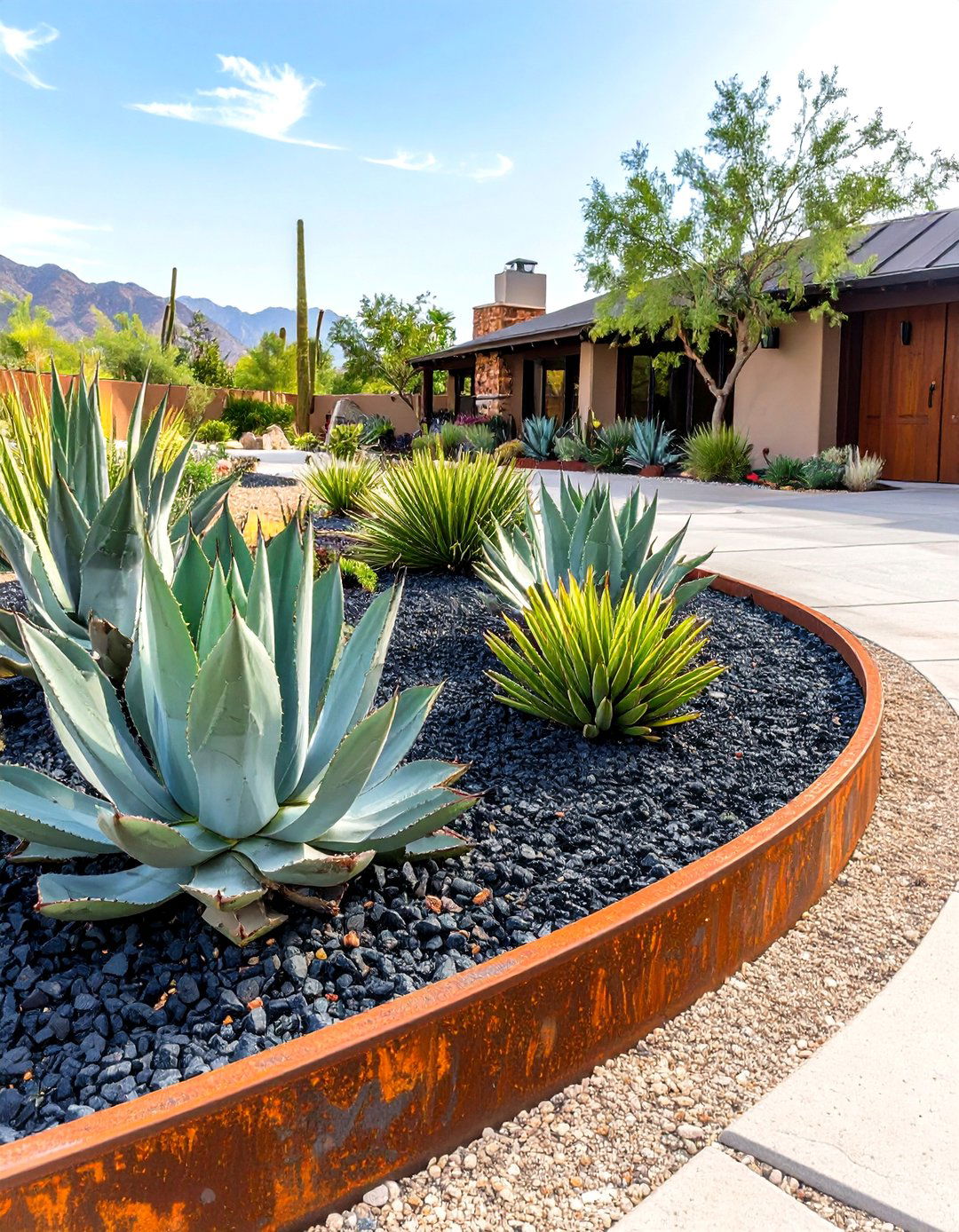 The Desert Modern Driveway - 30 half circle driveway landscape ideas