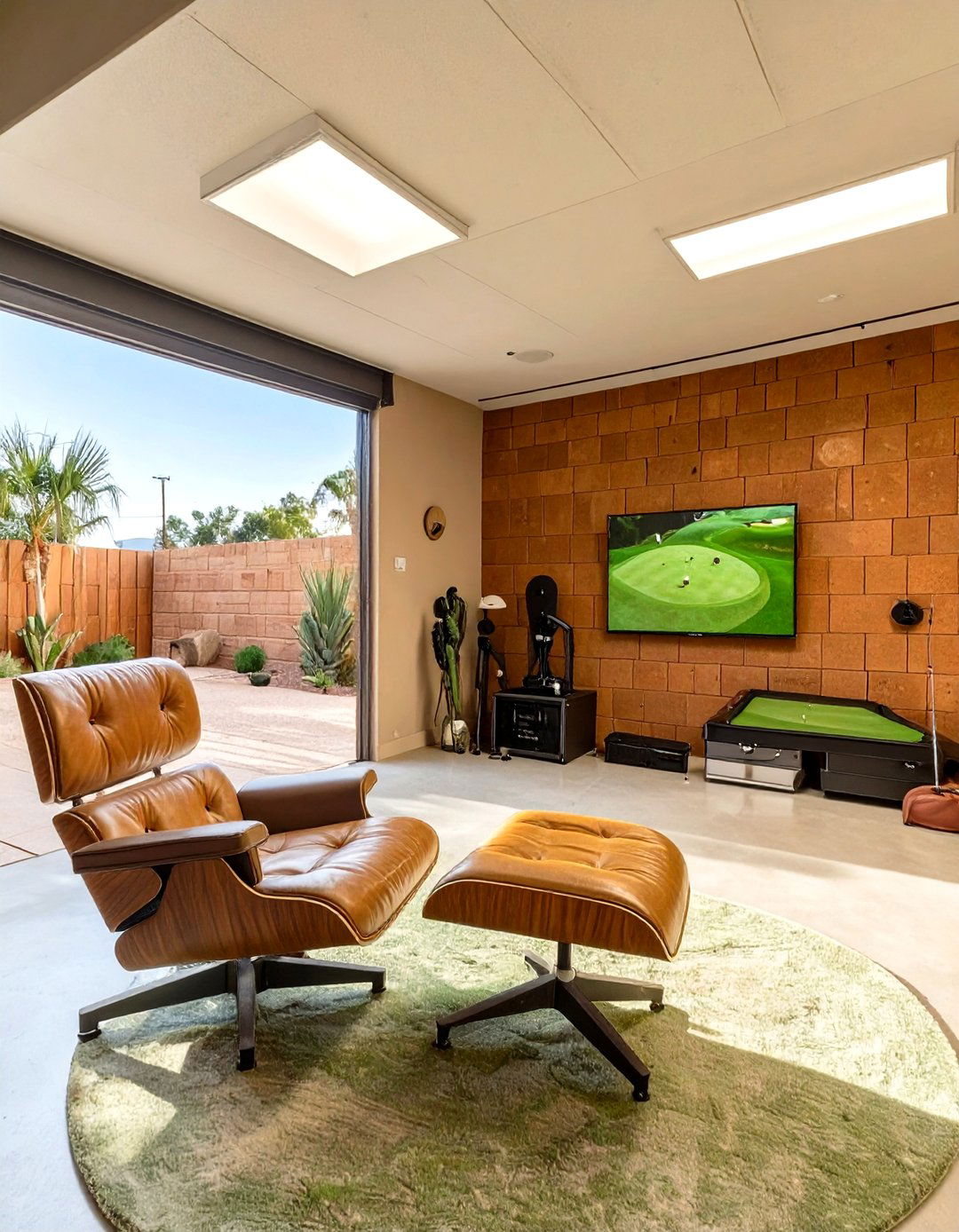 The Desert Modernism Garage Golf Simulator - 30 garage golf simulator ideas