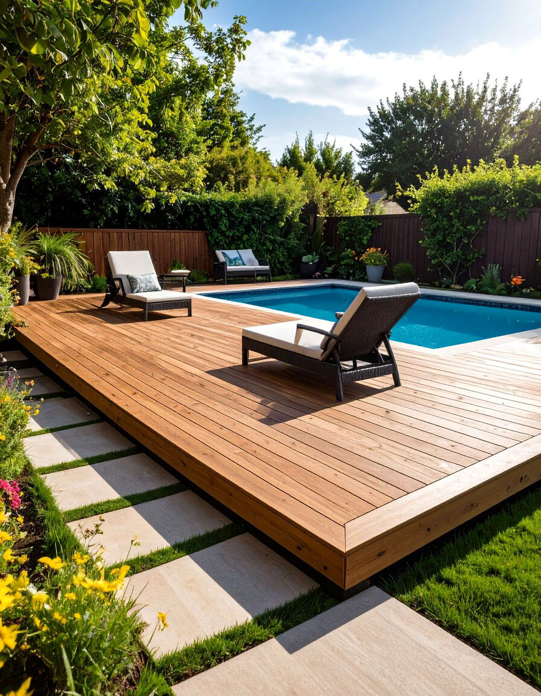 The Detached Island Deck - 30 diy above ground pool deck ideas on a budget