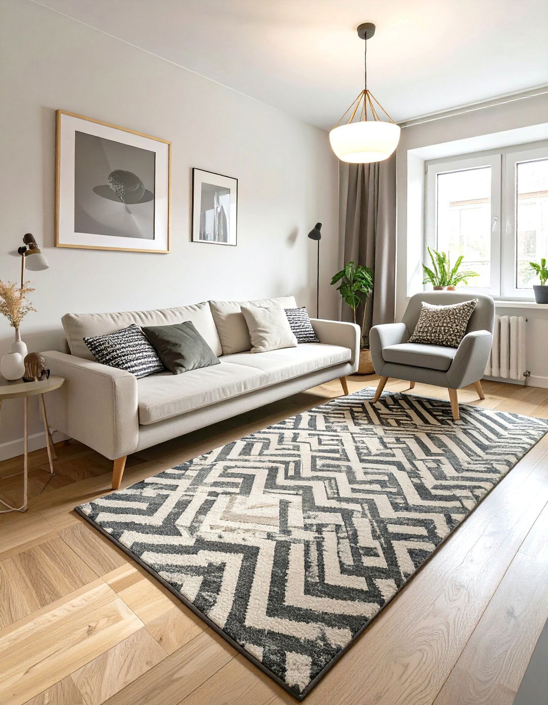 The Diagonal Furniture Arrangement - 30 narrow living room ideas