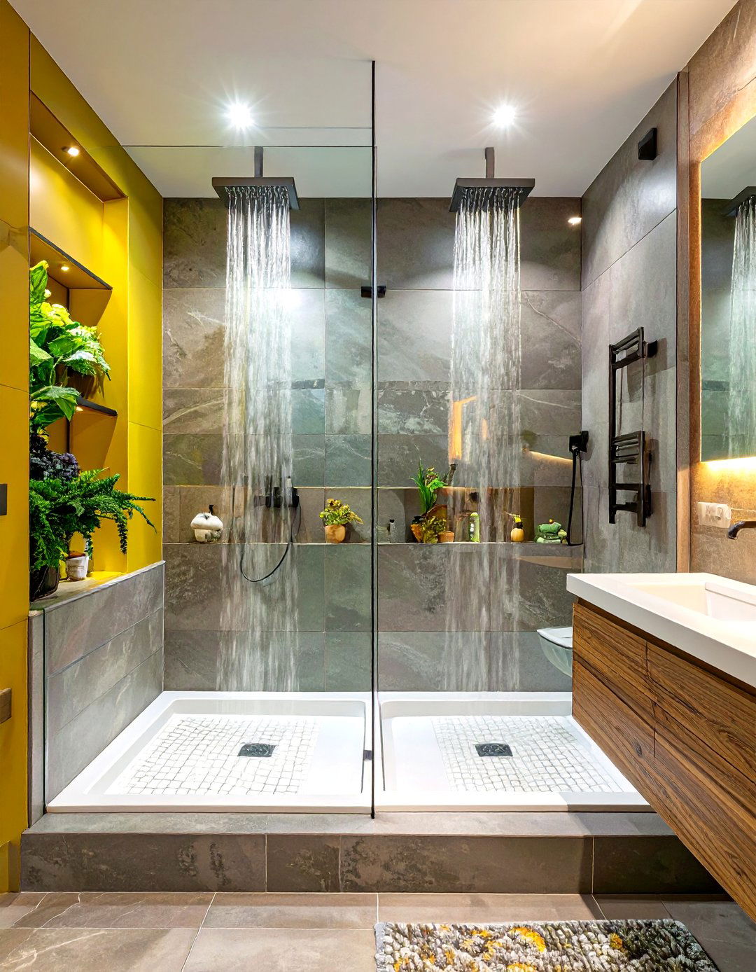 The Double Curbless Shower Design - 30 curbless shower ideas