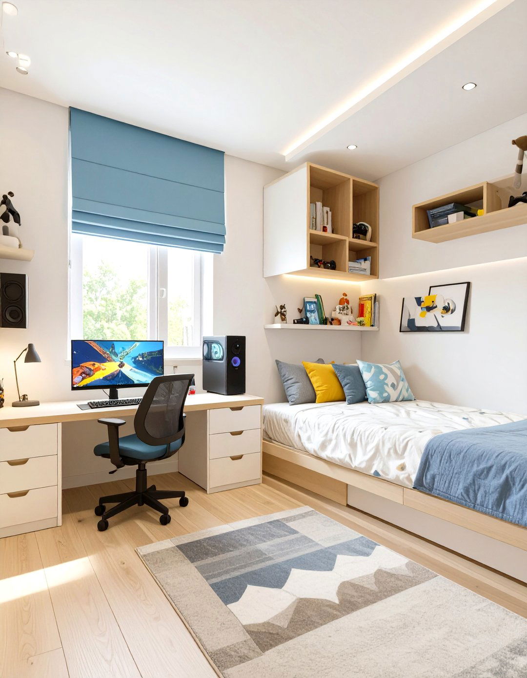 The Double Duty Gaming and Homework Bedroom - 30 boys gaming bedroom ideas