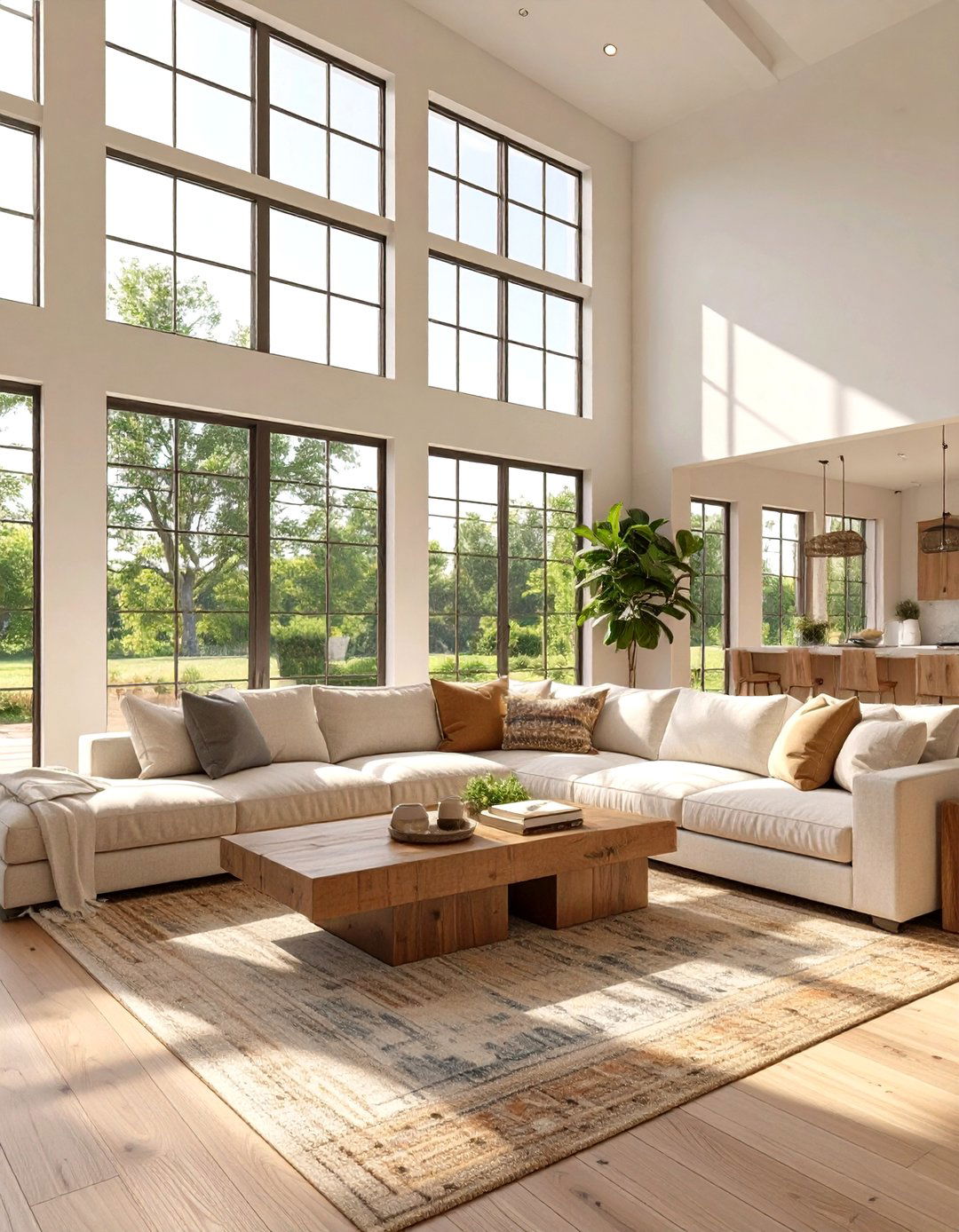 The Double Height Window Design - 30 modern farmhouse farmhouse living room ideas