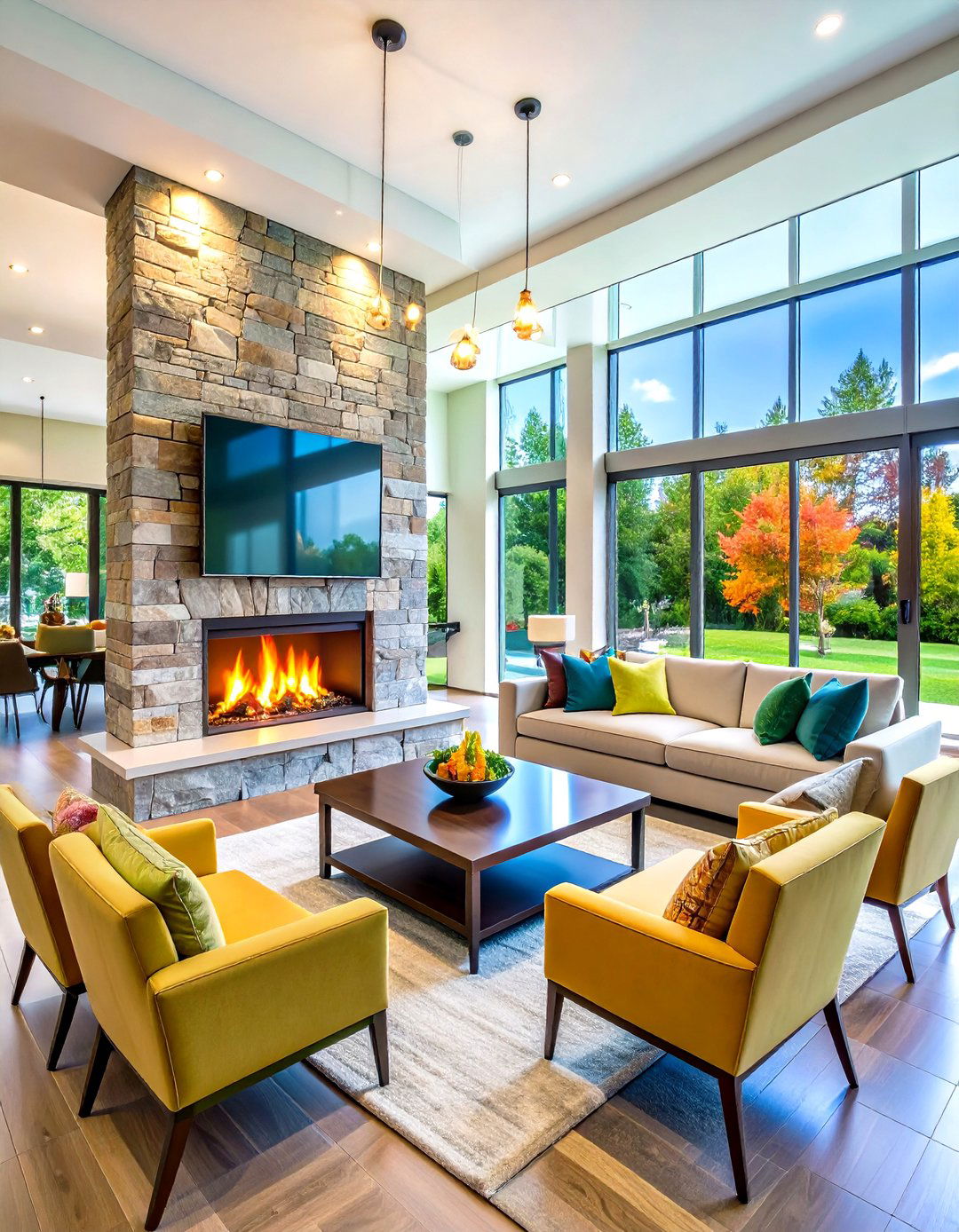 The Double Sided Living Room Fireplace - 30 living room with fireplace decor ideas