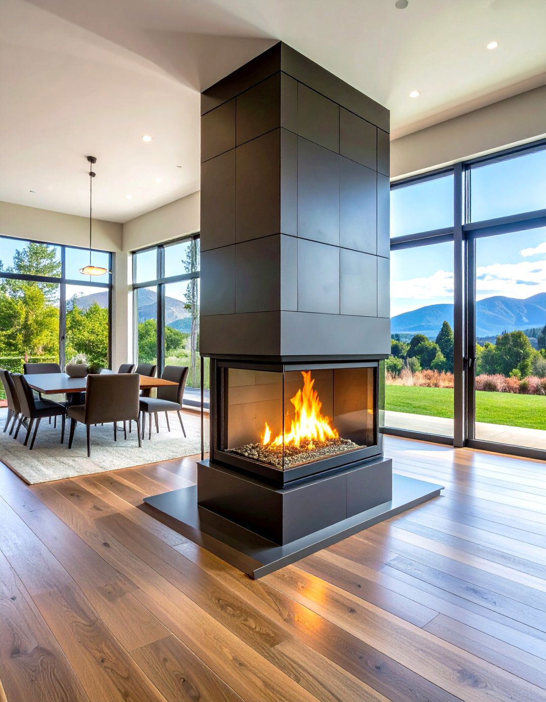 The Double Sided Living Room Fireplace - 30 living room fireplace ideas