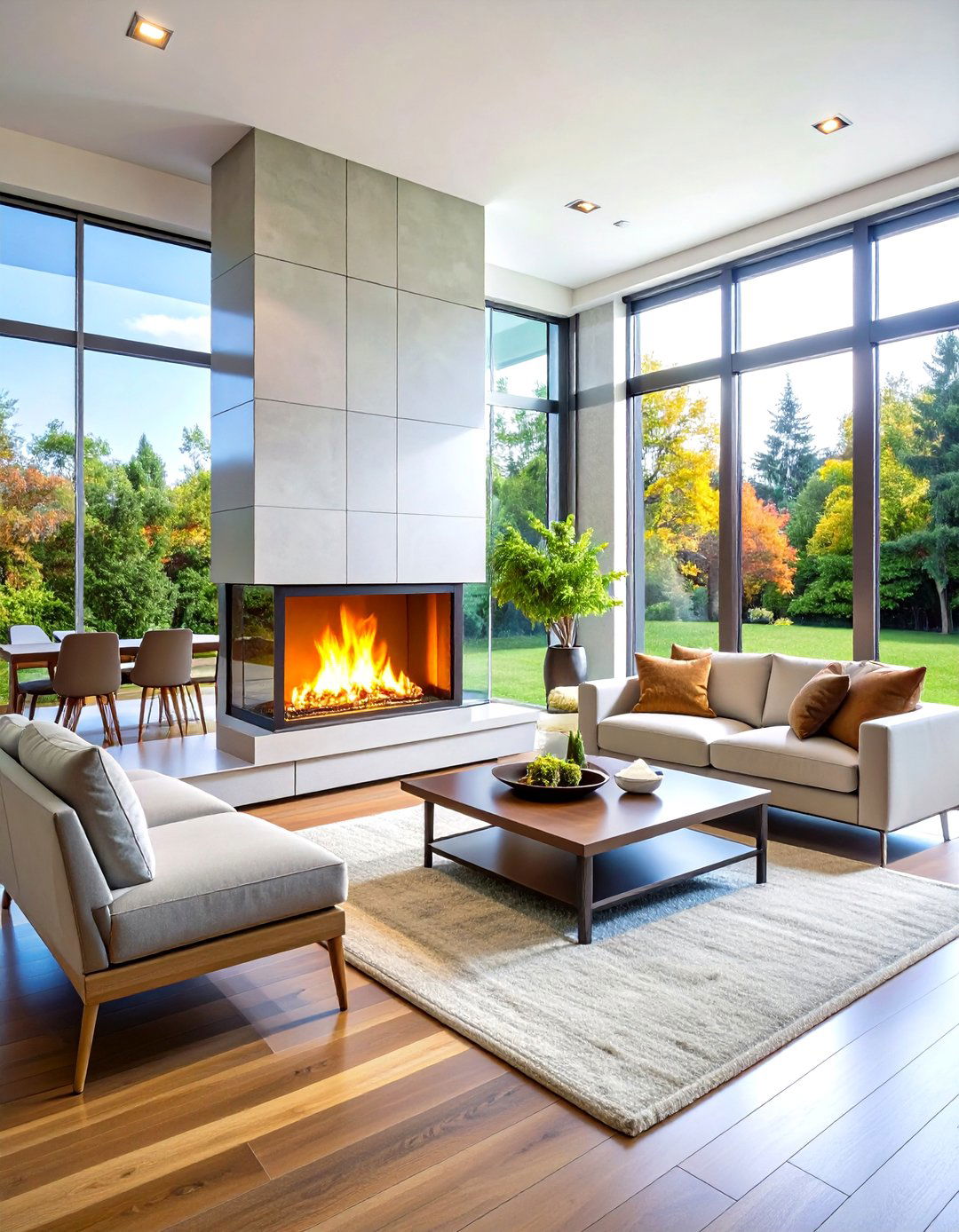 The Double Sided See Through Fireplace - 30 living room modern fireplace ideas