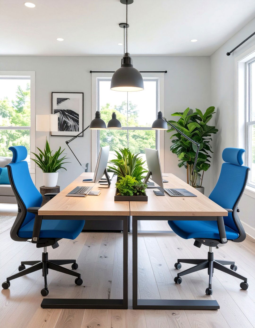 The Double Workspace Home Office - 30 luxury modern home office ideas