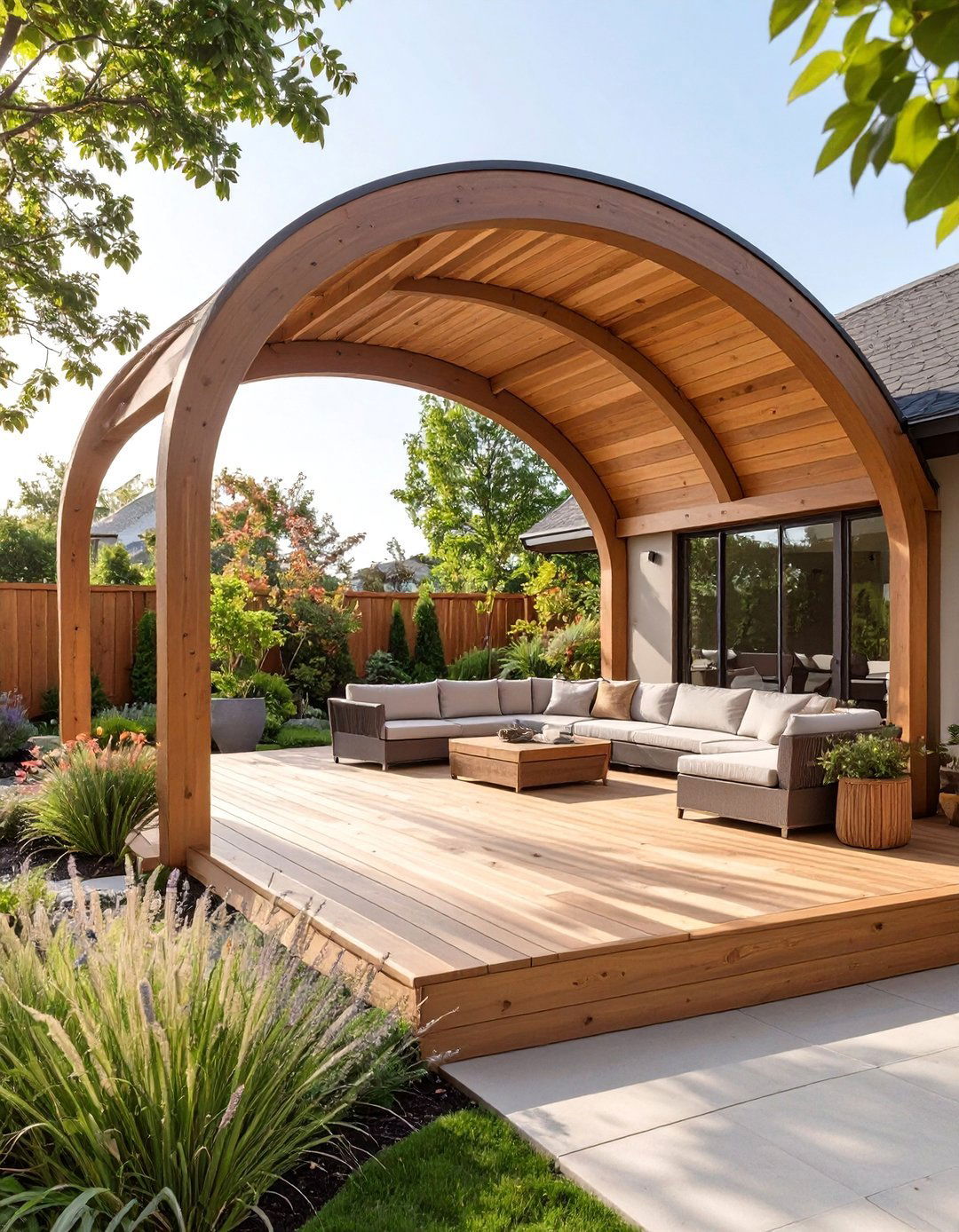 The Dramatic Arched Roof - 30 deck ideas with roof