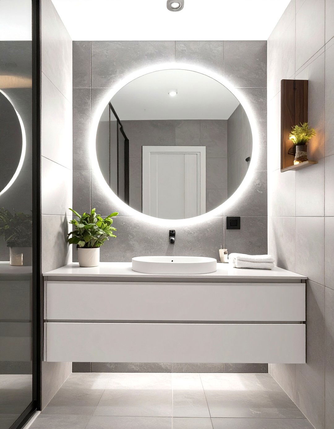 The Dramatic Backlit Mirror Bathroom - 30 luxury modern luxury master bathroom ideas