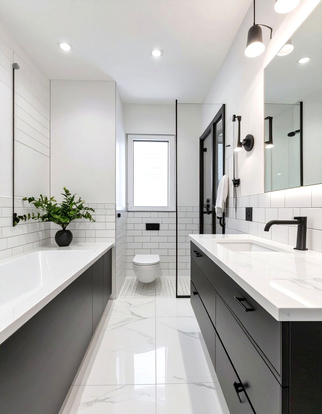 The Dramatic Black and White Bathroom - 30 bathroom decorating ideas
