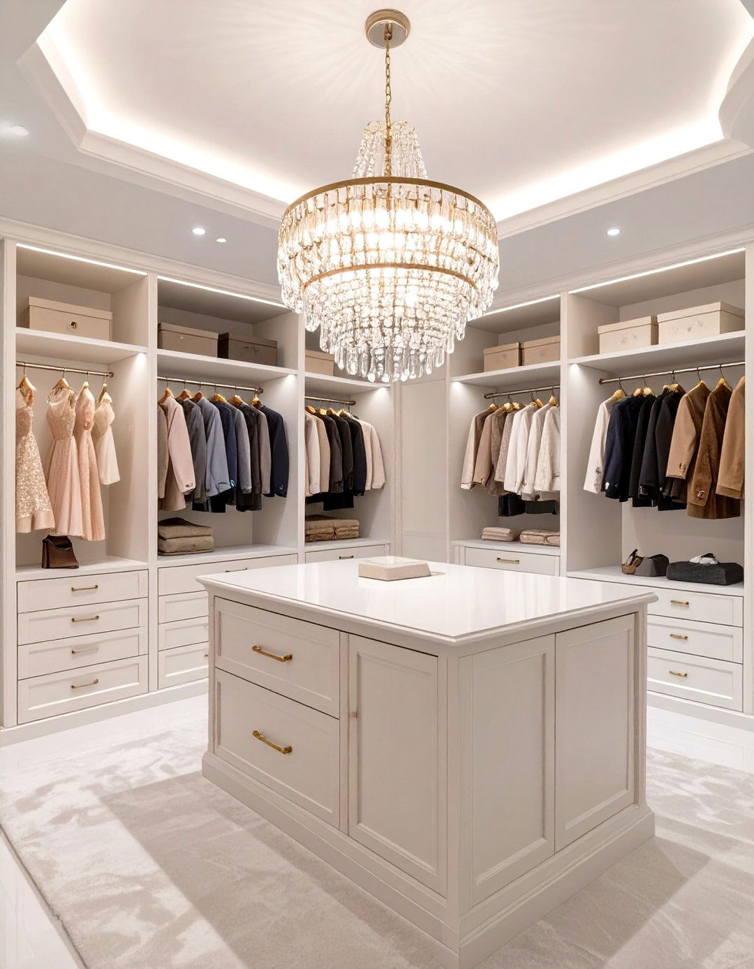 The Dramatic Chandelier Focus - 30 master bedroom closet ideas