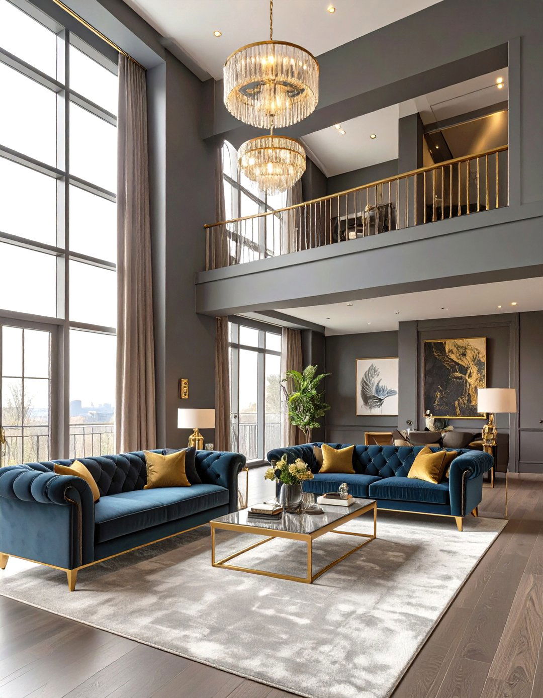 The Dramatic Dark Walled Living Room - 30 high ceiling living room ideas